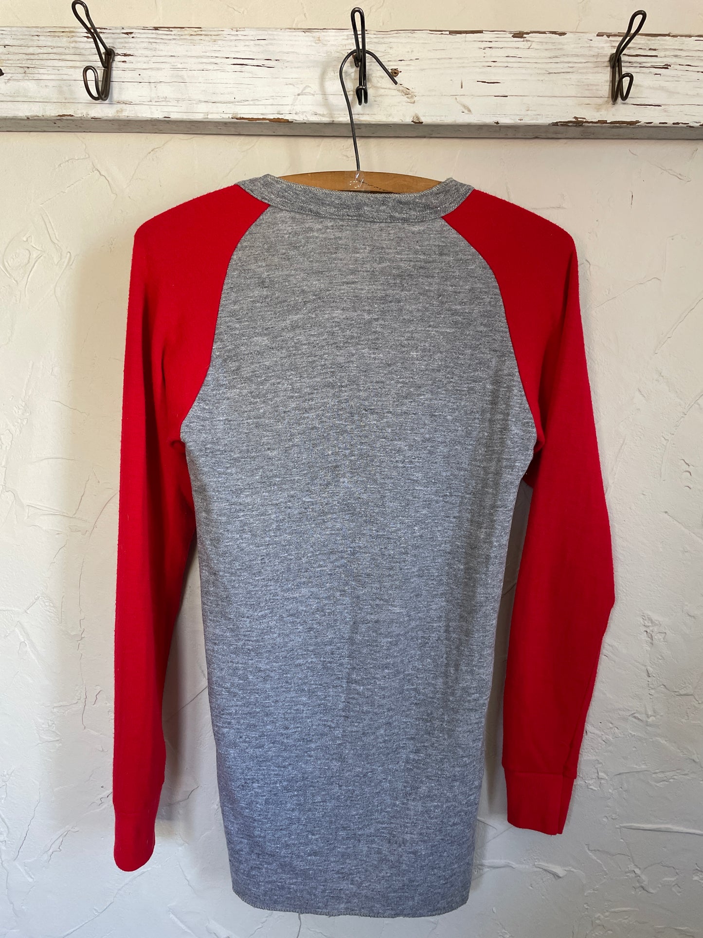 80s Henley Thermal Shirt Red