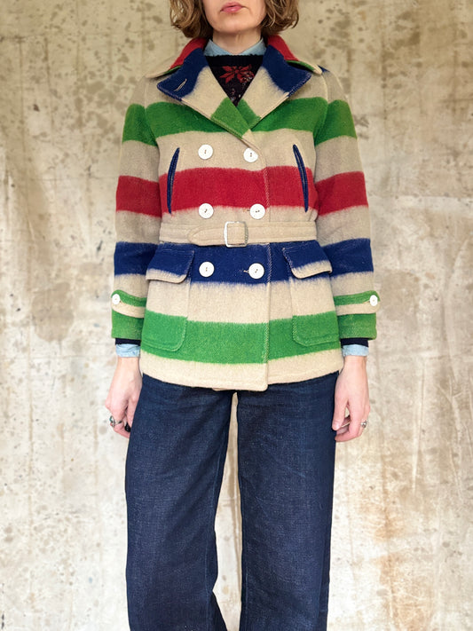 Vintage 30s Western Range Blanket Pea Coat