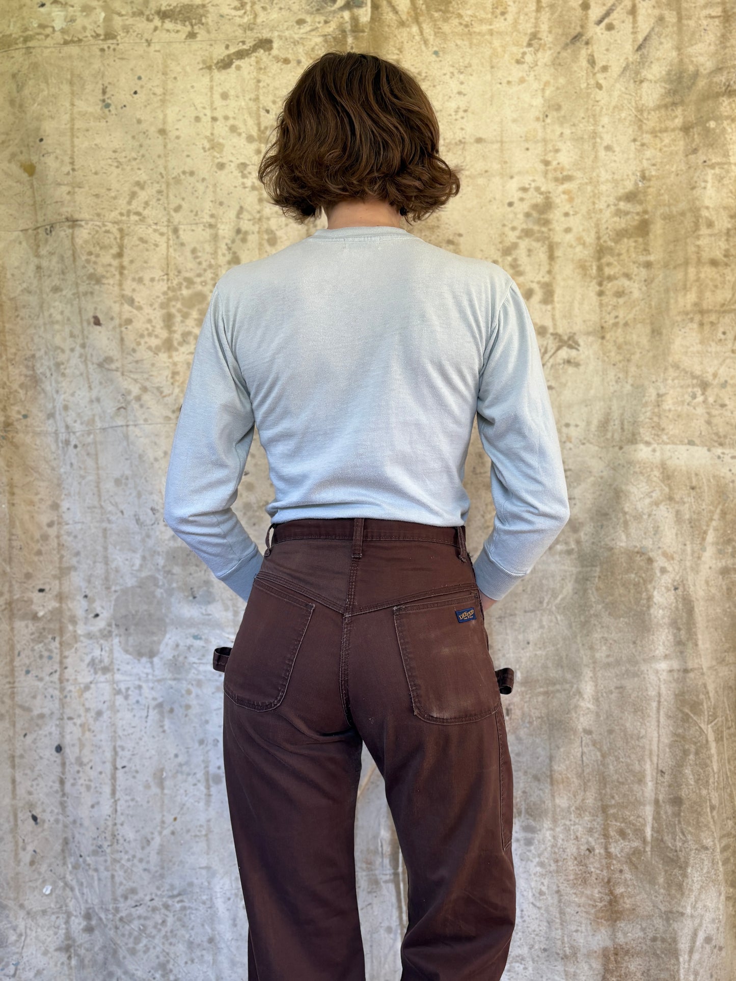 Vintage 50s Pale Blue Blank Pocket Tee