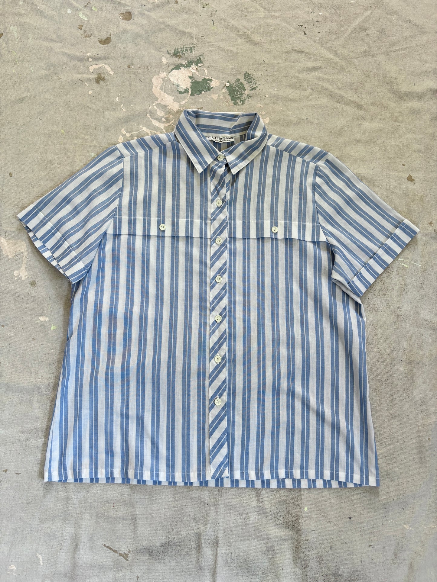 Vintage 90s Blue White Striped Button Up Shirt