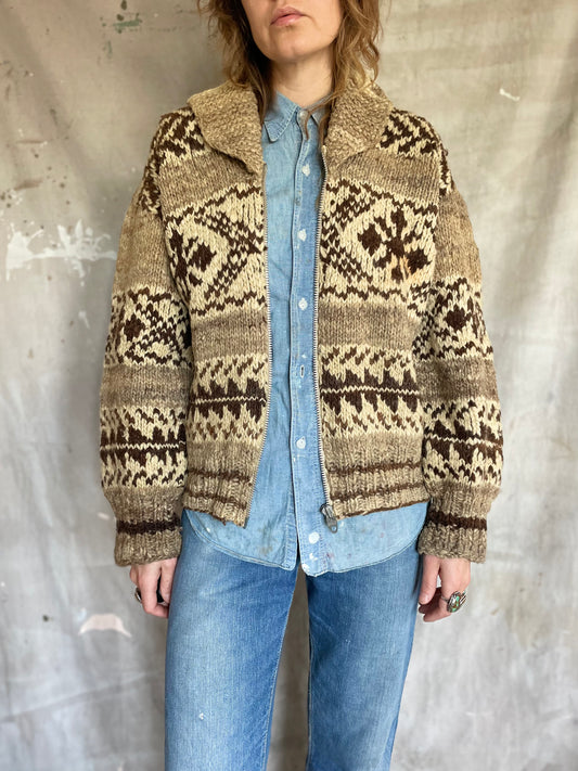 60s Handknit Cowichan Style Sweater