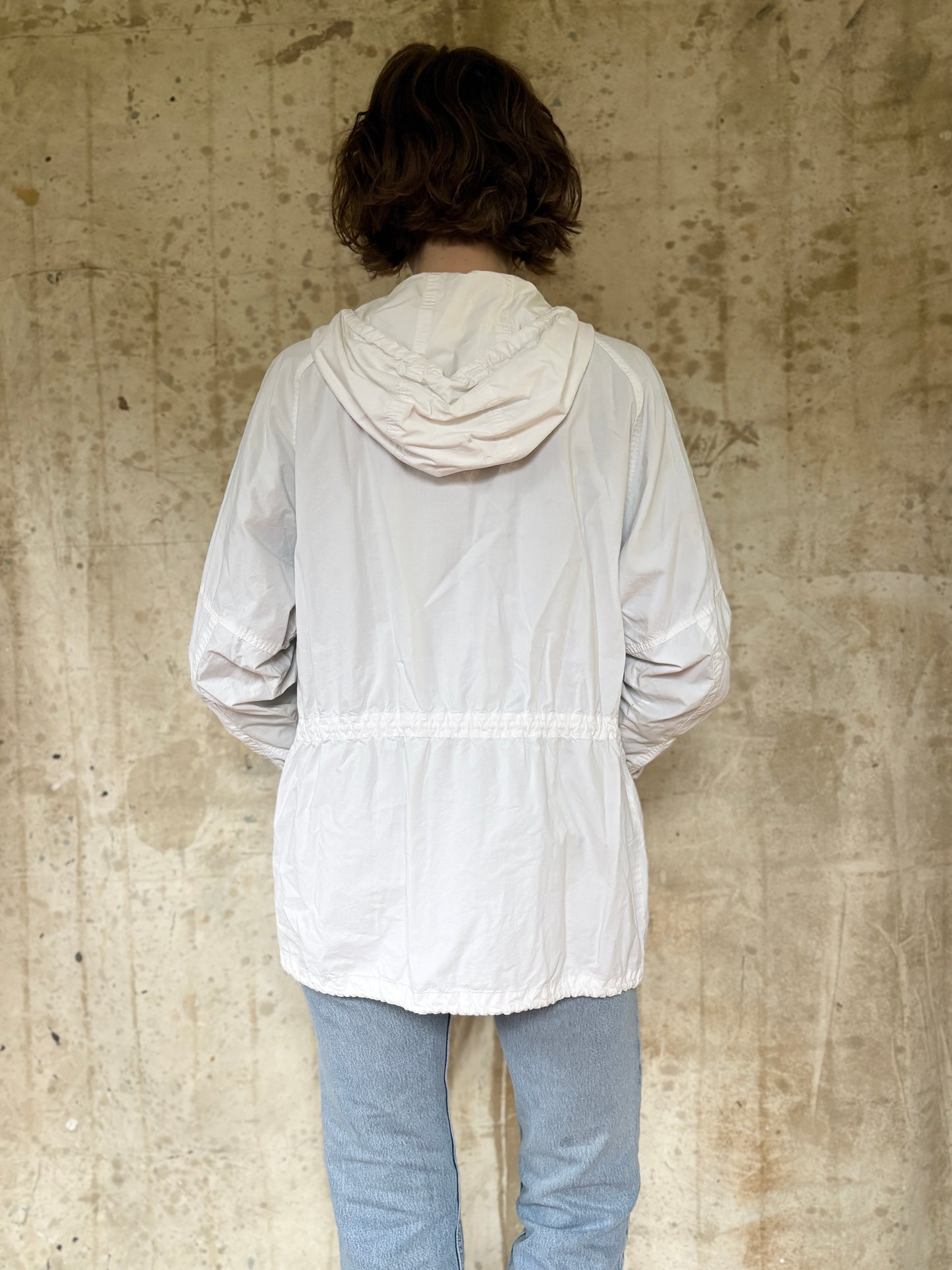 90s LL Bean White Cotton Wind Breaker Jacket