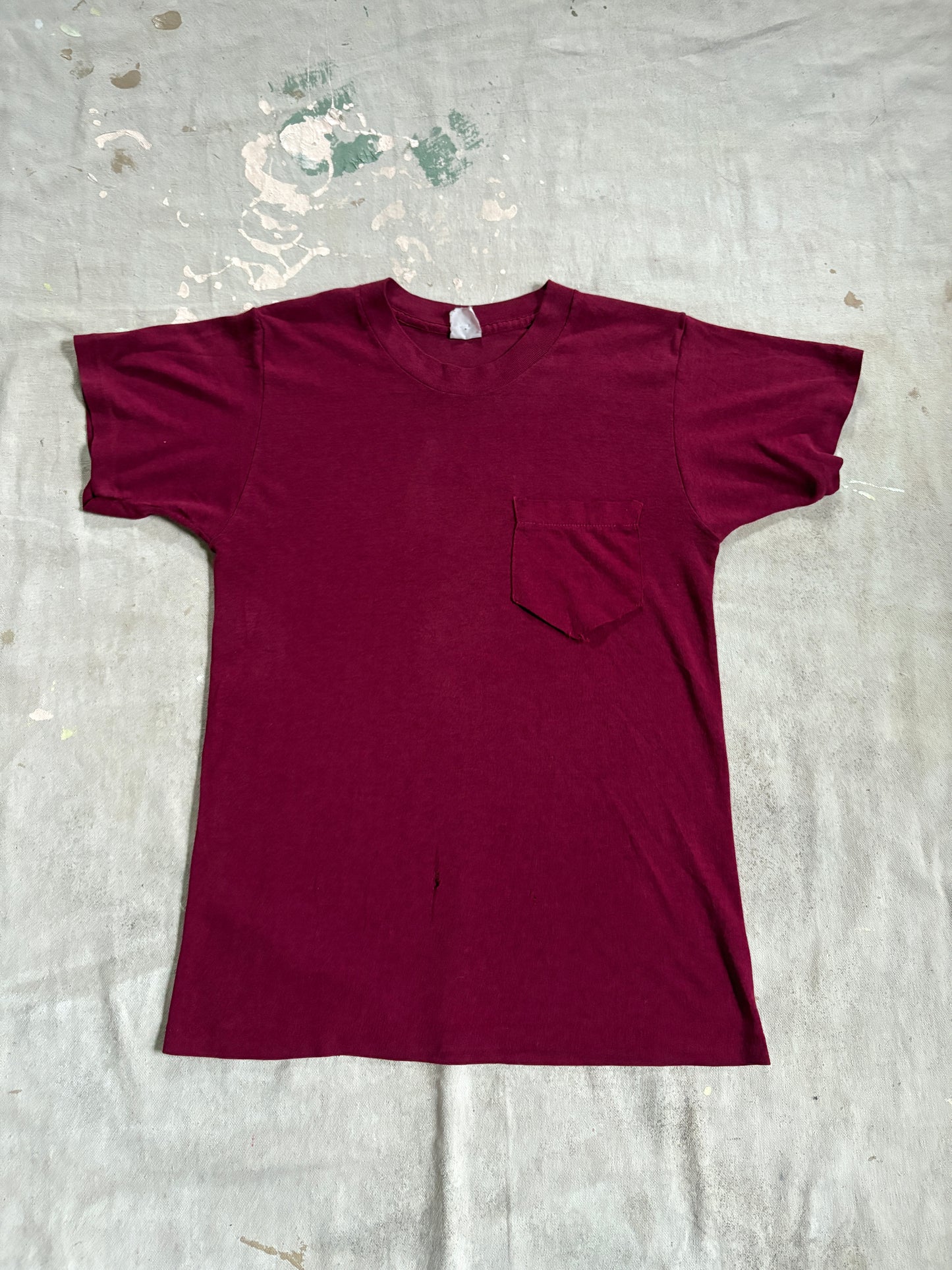 80s Blank Maroon Pocket Tee
