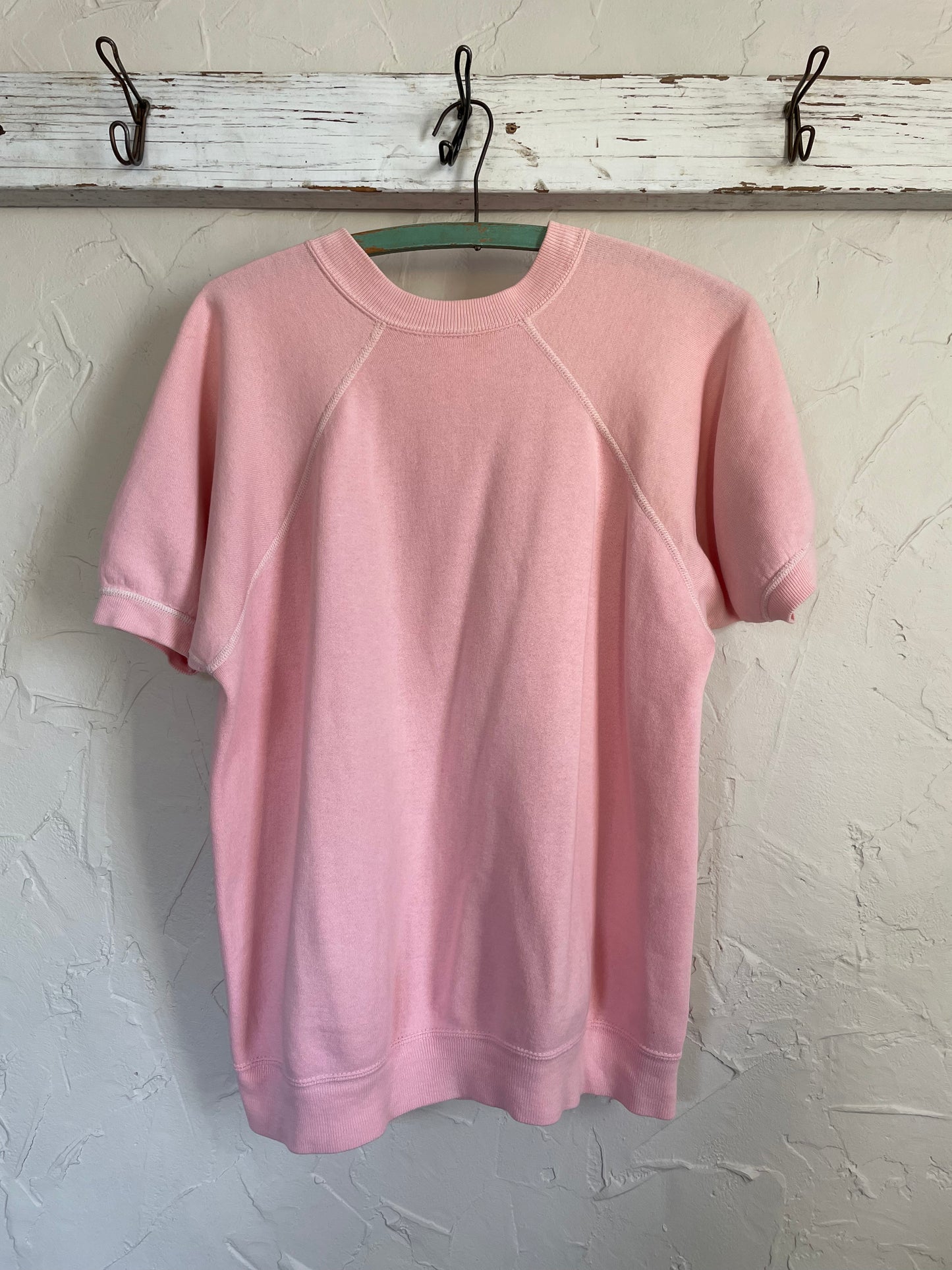 80s Pale Pink Short Sleeve Blank Sweatshirt