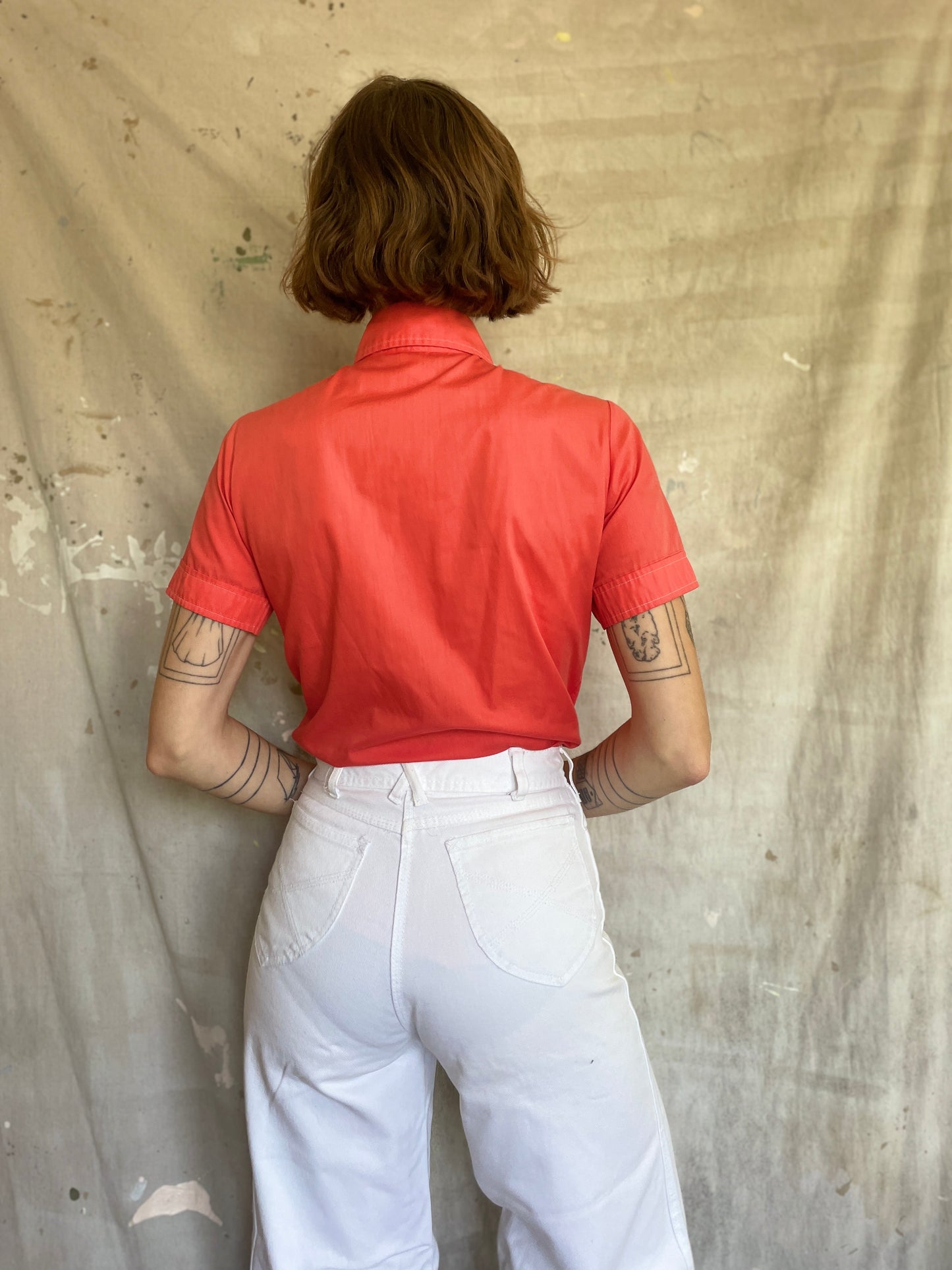 70s Coral Button Down Shirt