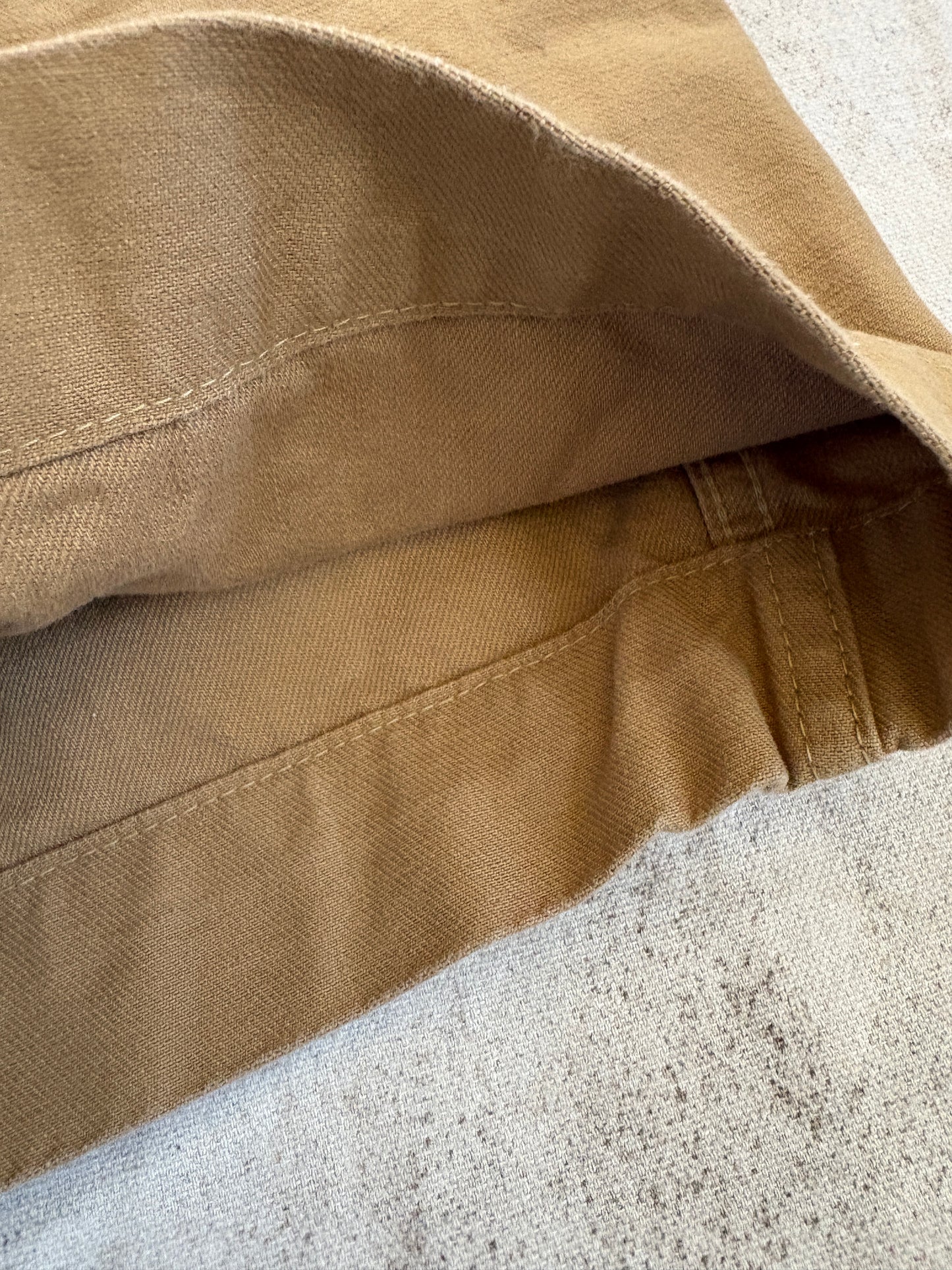 Vintage 40s Belted Waist Khaki Military Drill Shorts