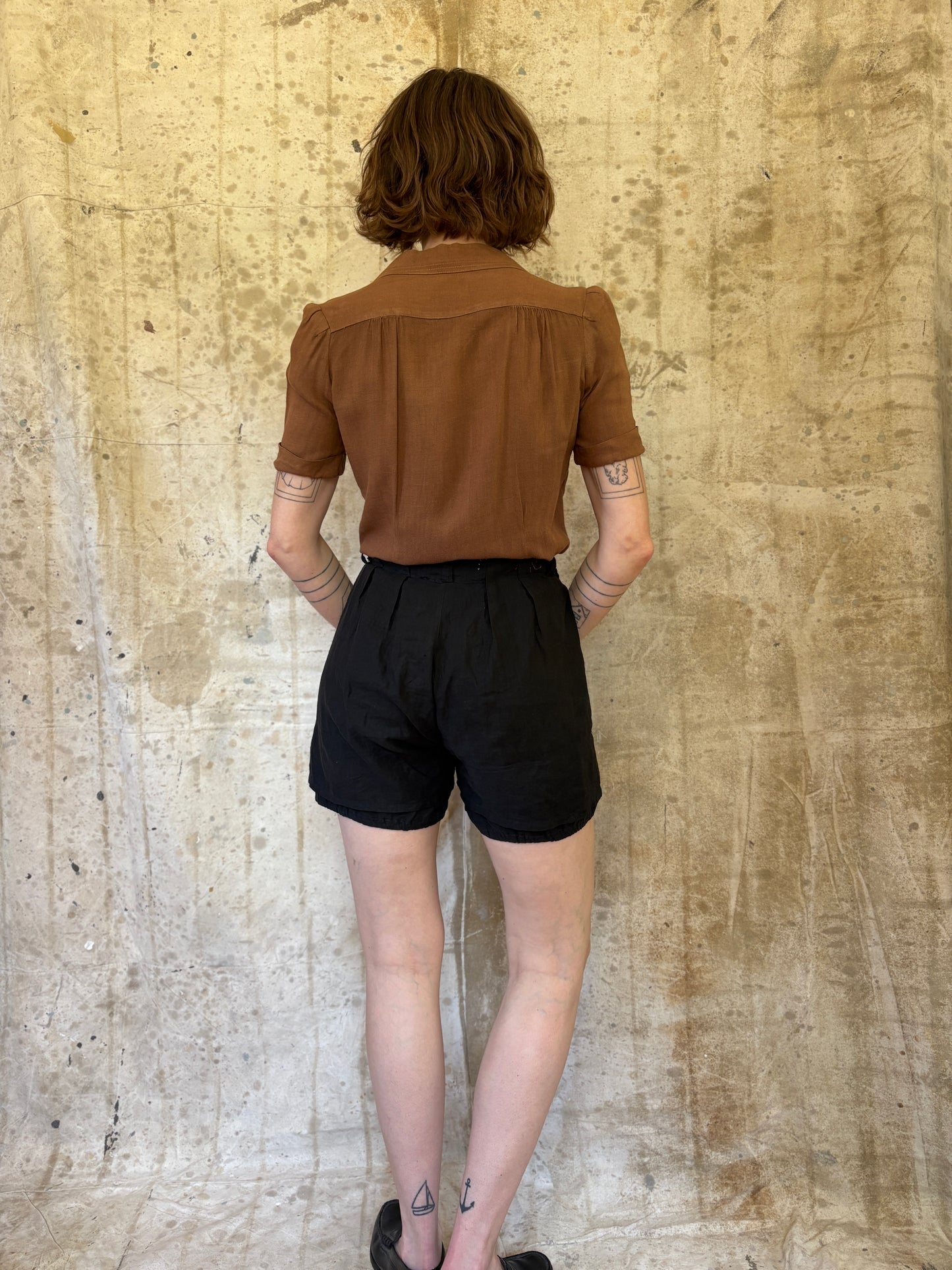 Vintage 40s Brown Blouse