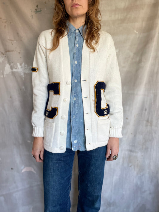 80s “C” White Varsity Sweater