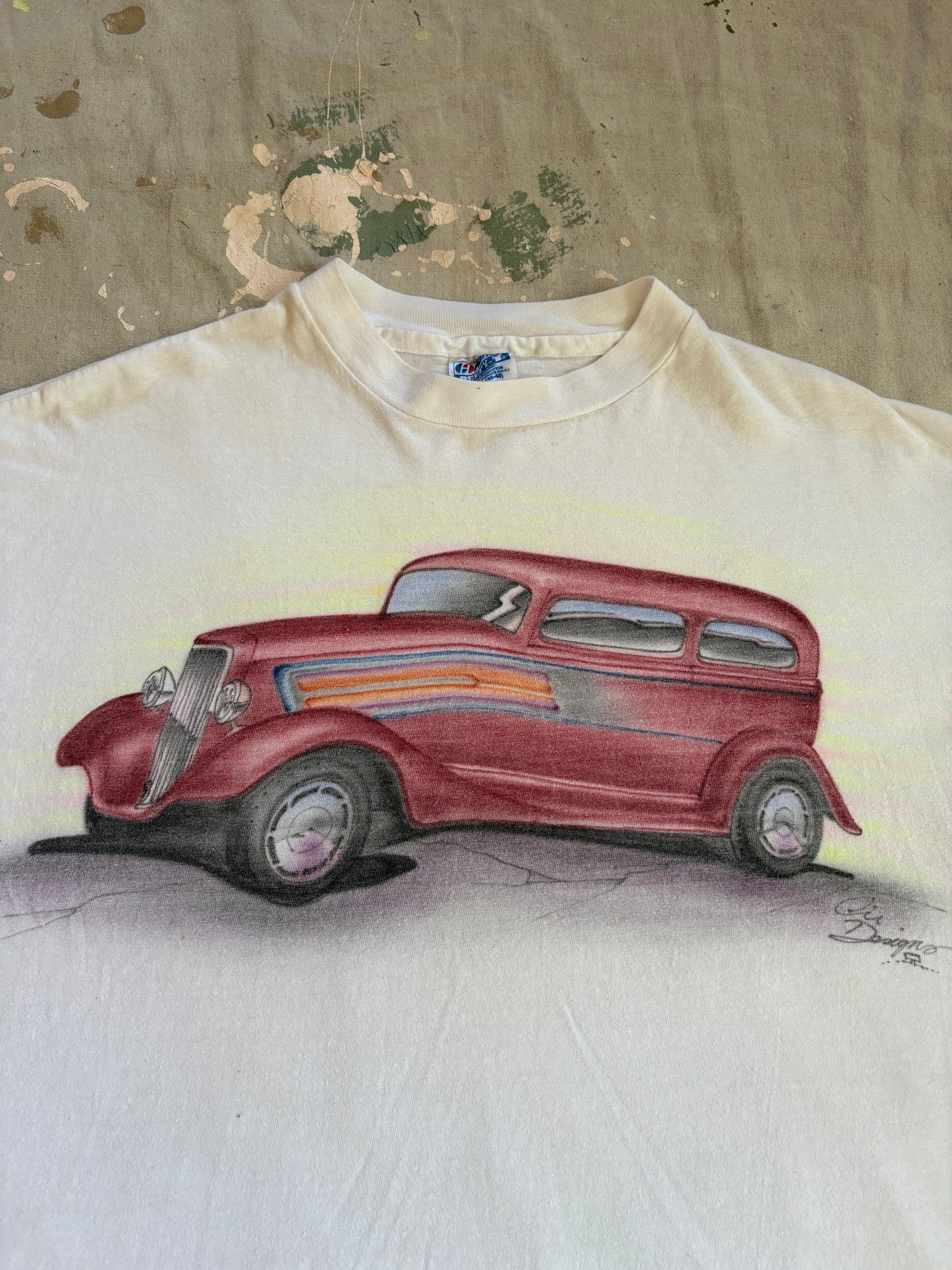 Vintage 80s Cropped Airbrushed Car Tee
