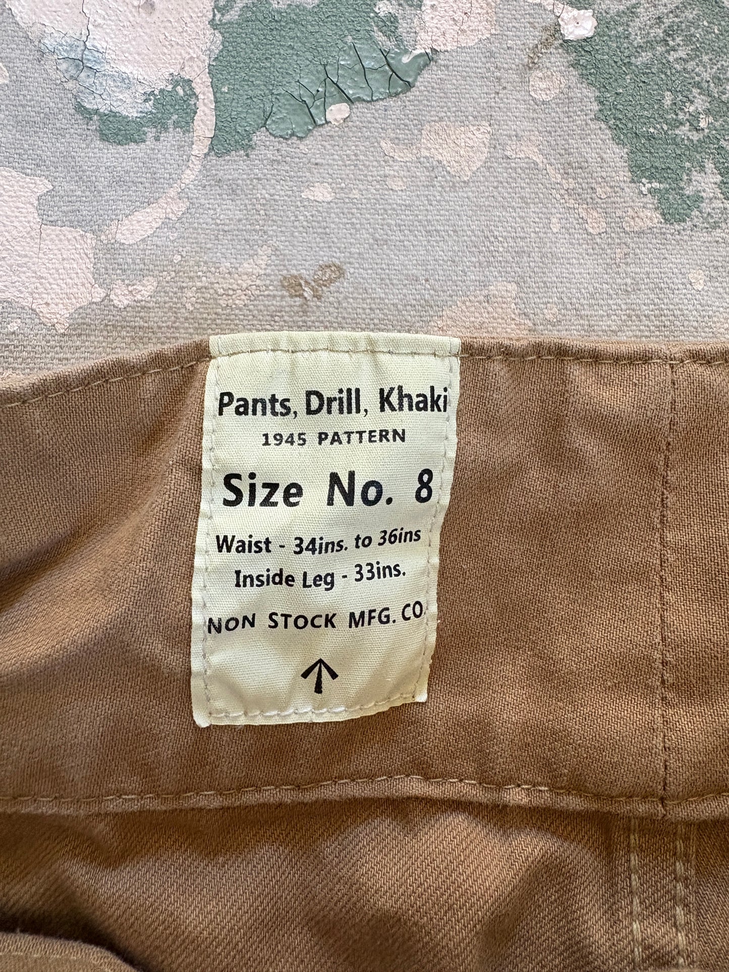 Vintage 40s Belted Waist Khaki Military Drill Shorts