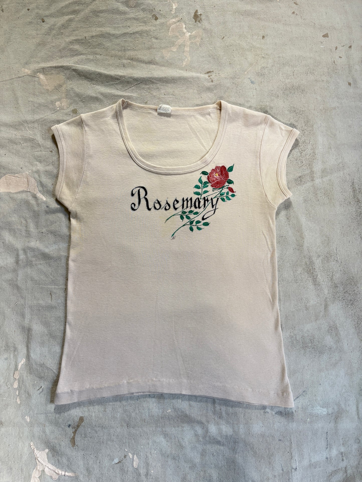 Vintage 70s Rosemary Hand Painted French Cut Tee