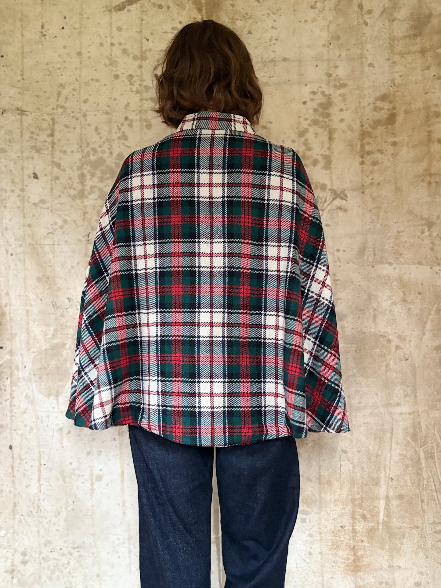 Vintage 70s Handmade Plaid Cape