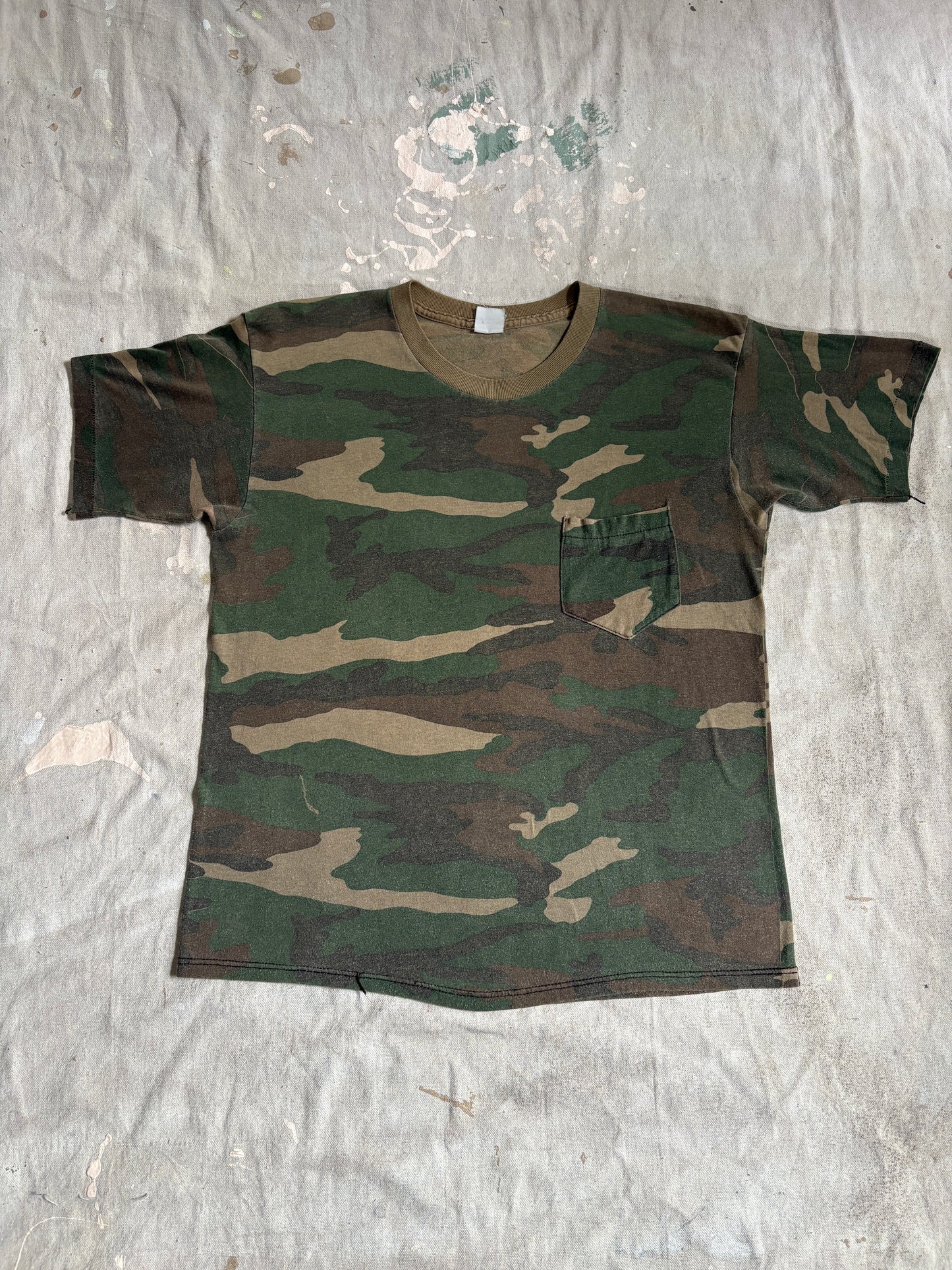 Vintage 80s Woodland Camo Pocket Tee