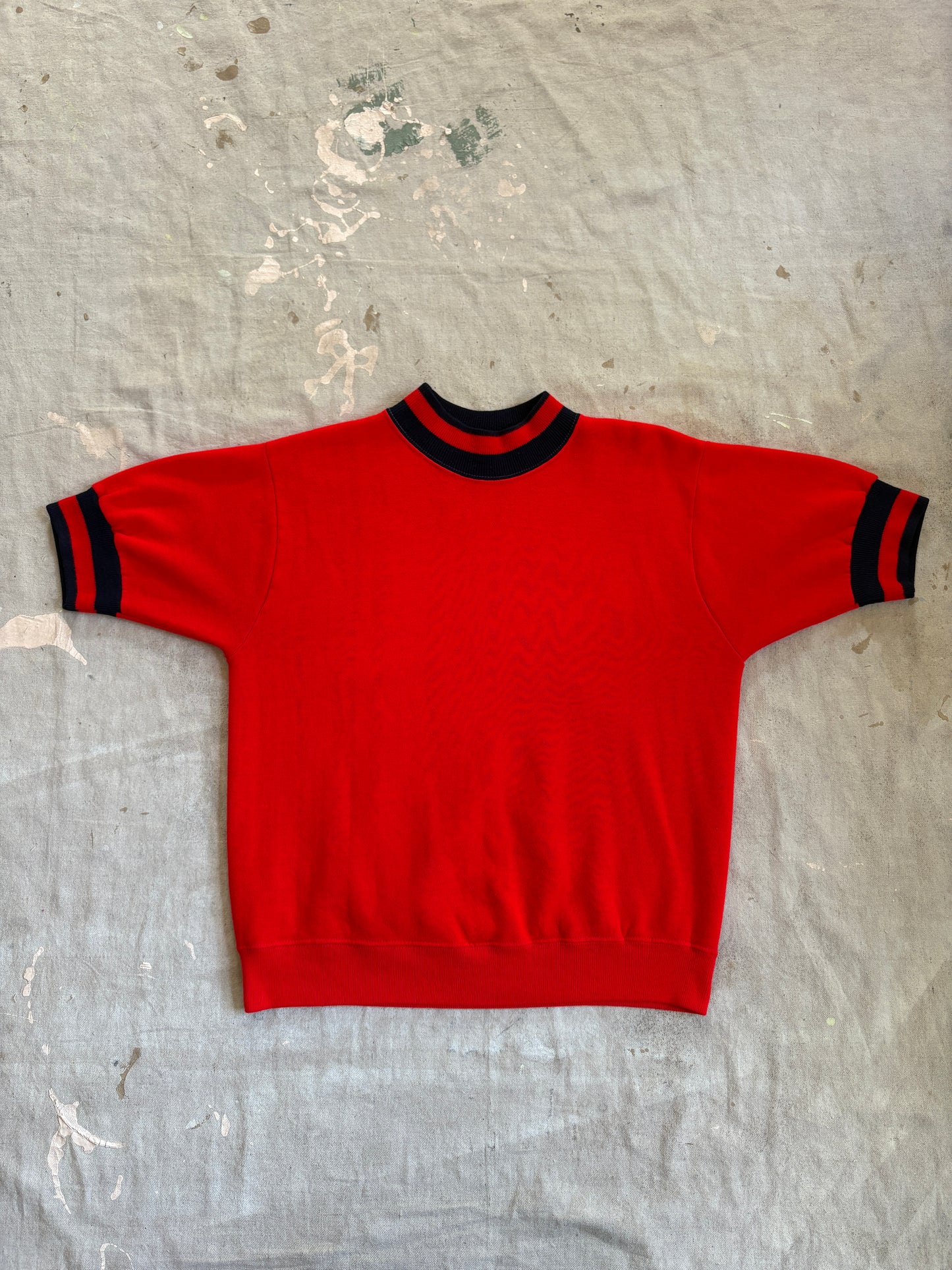 Vintage 70s Springfoot Red And Blue Short Sleeve Sweatshirt