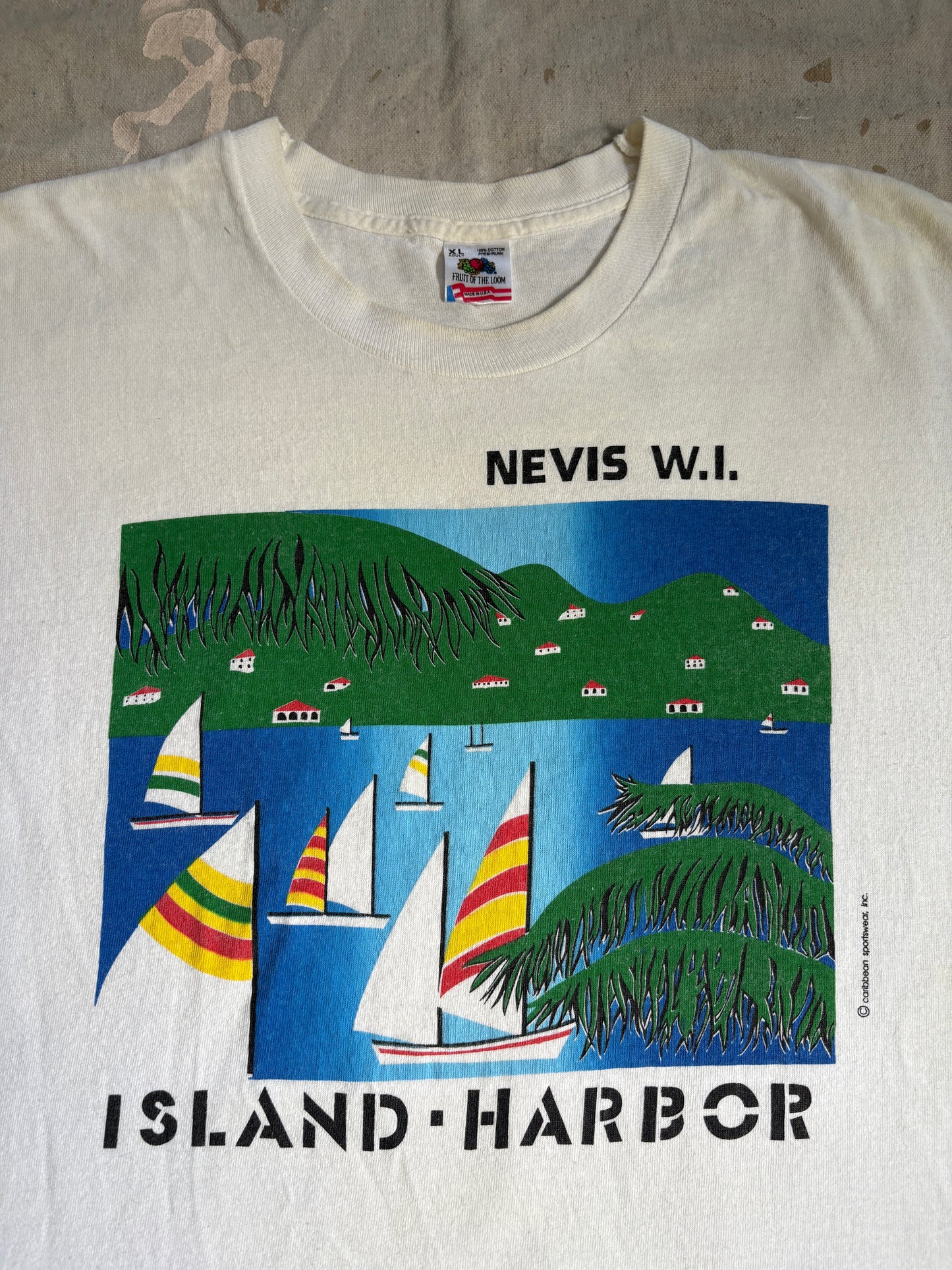 Vintage 80s Nevis WI Island Harbor Tee