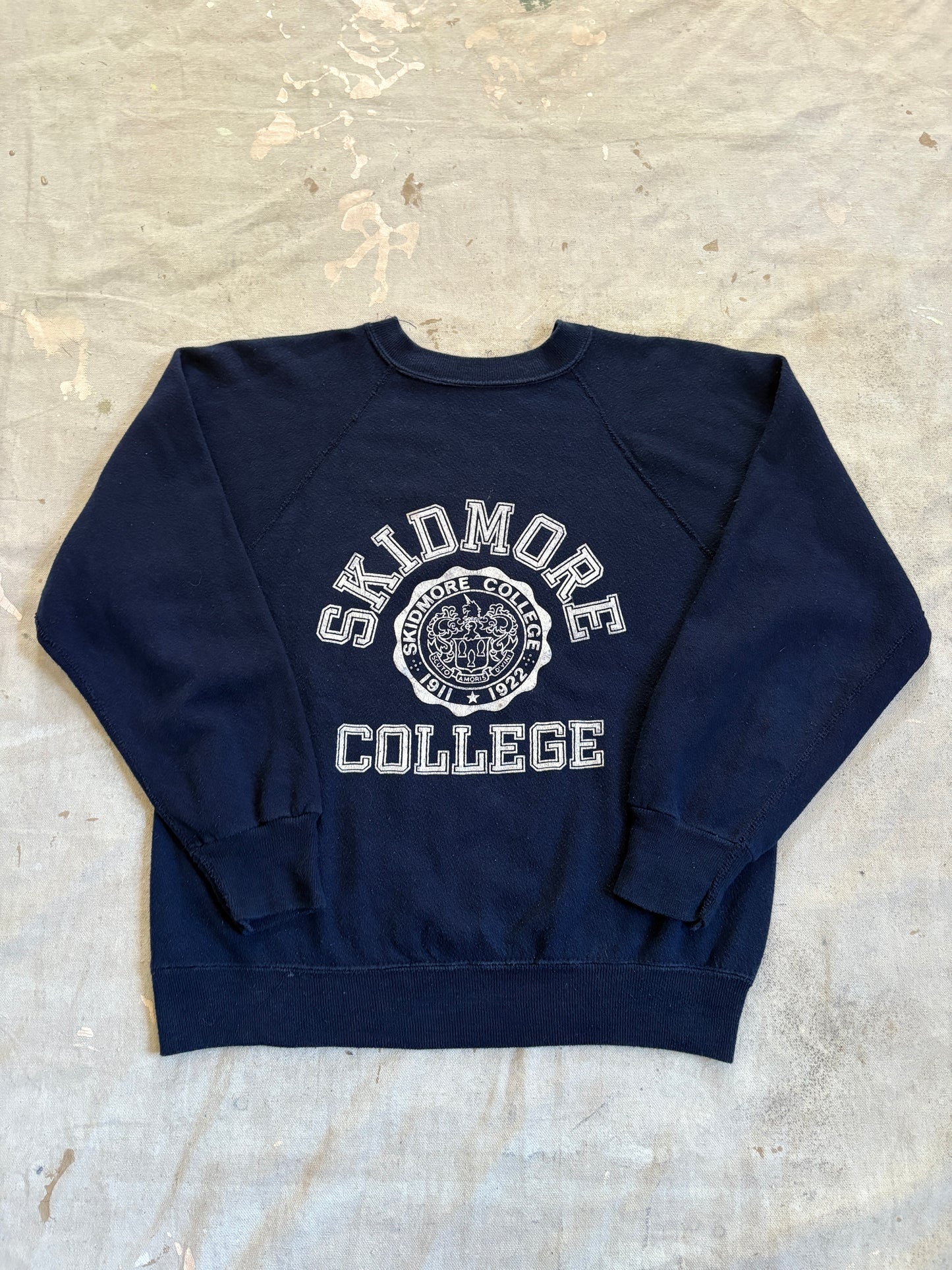 Vintage 80s Skidmore College Flocked Sweatshirt