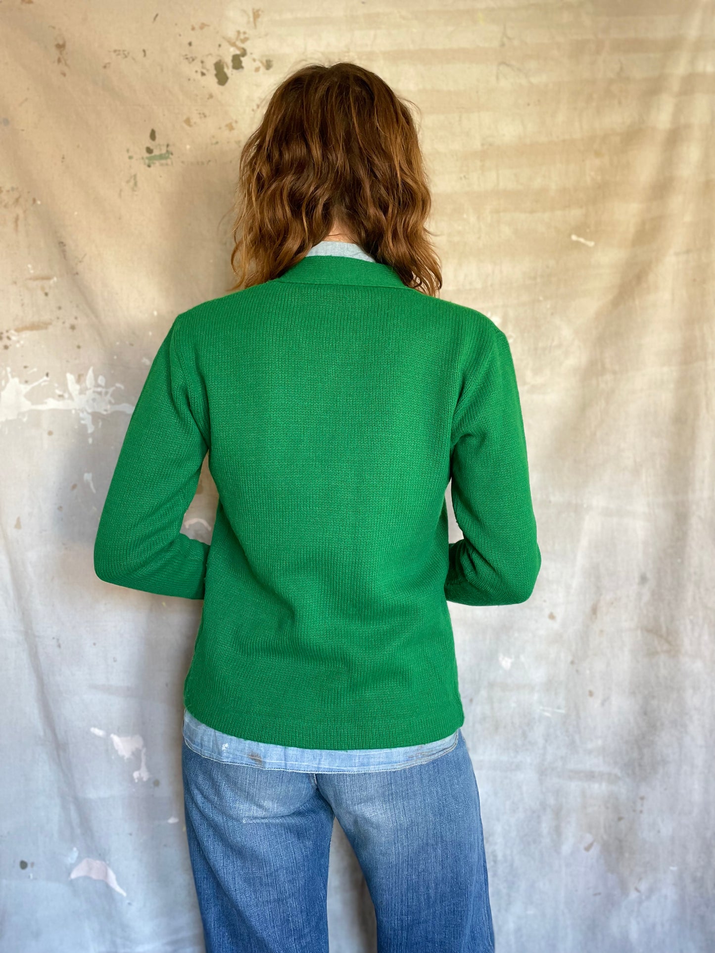 80s Kelly Green Varsity Sweater