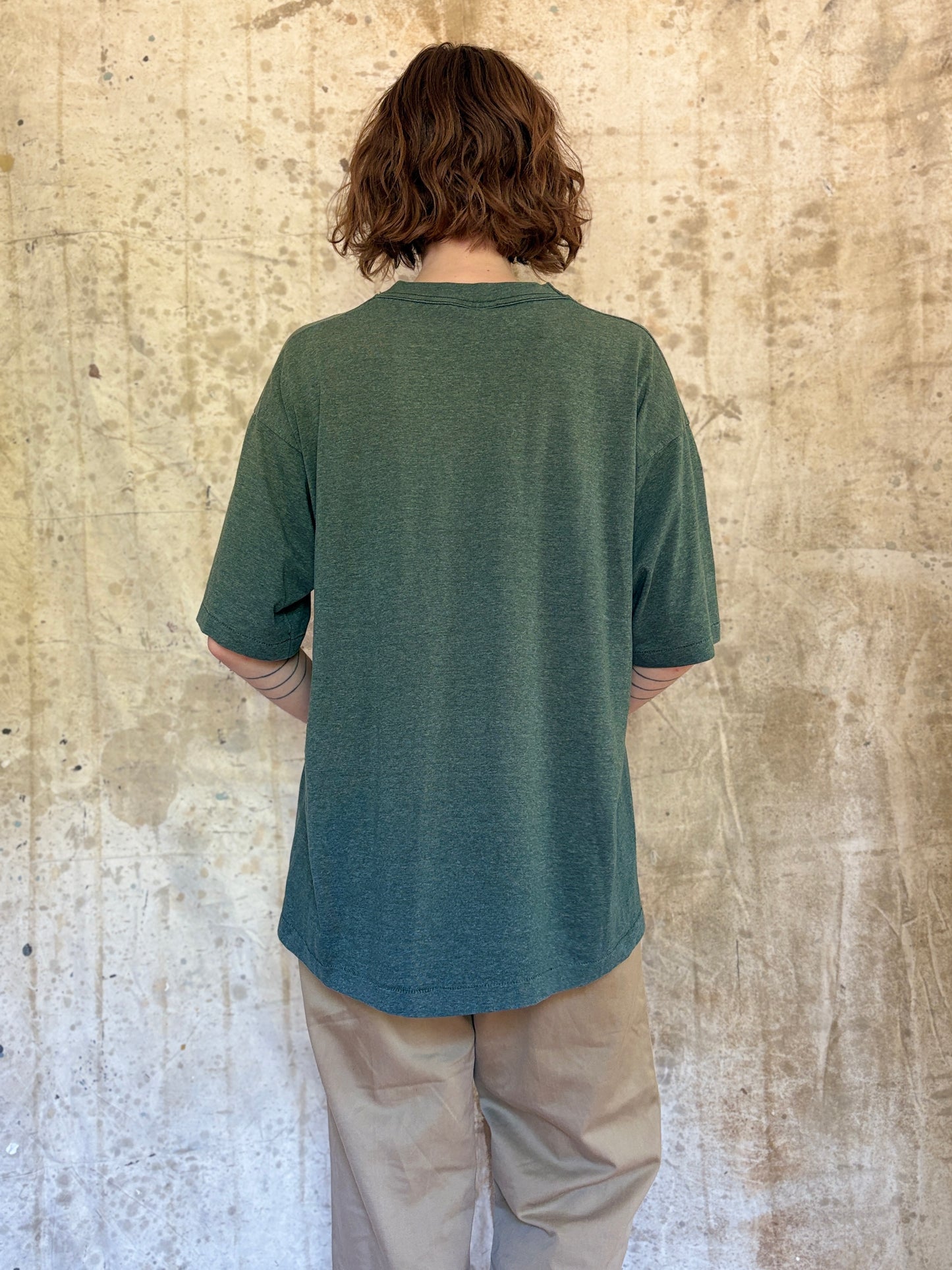 Vintage 90s Blank Green Pocket Tee