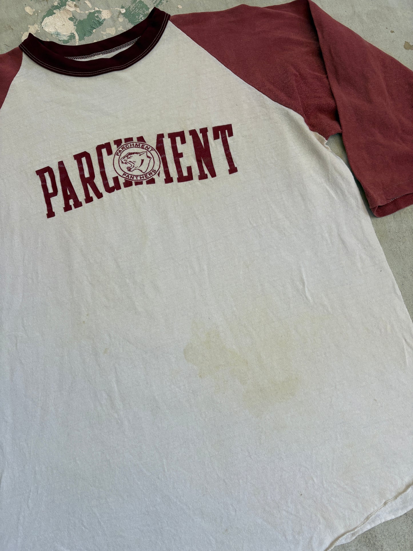 Vintage 70s Parchment Panthers Baseball Tee