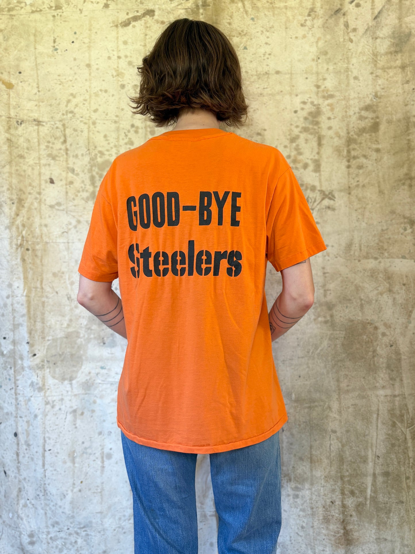 Vintage 80s Hello Browns Goodbye Steelers Tee