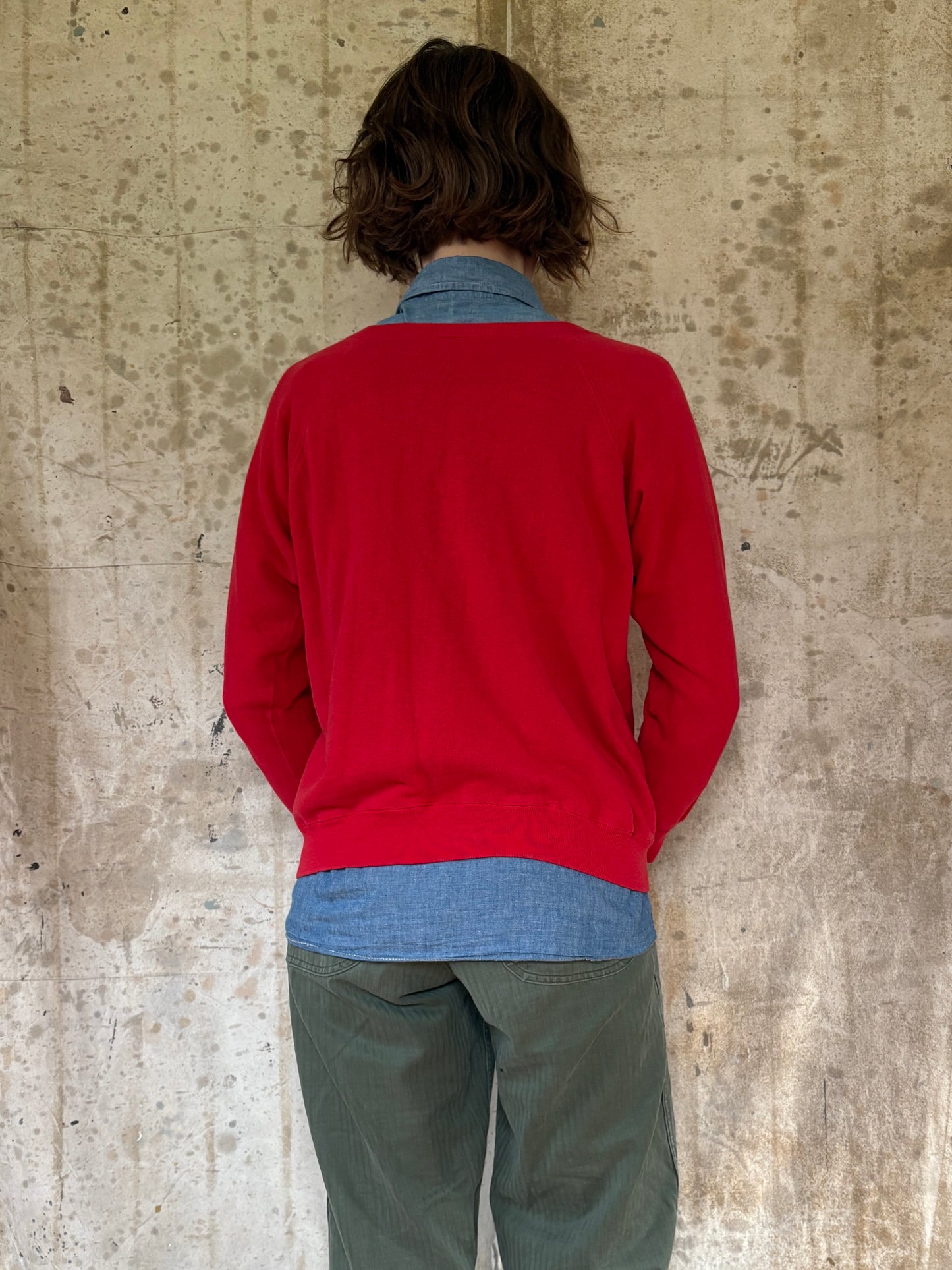70s Champion Blue Bar Blank Red Sweatshirt