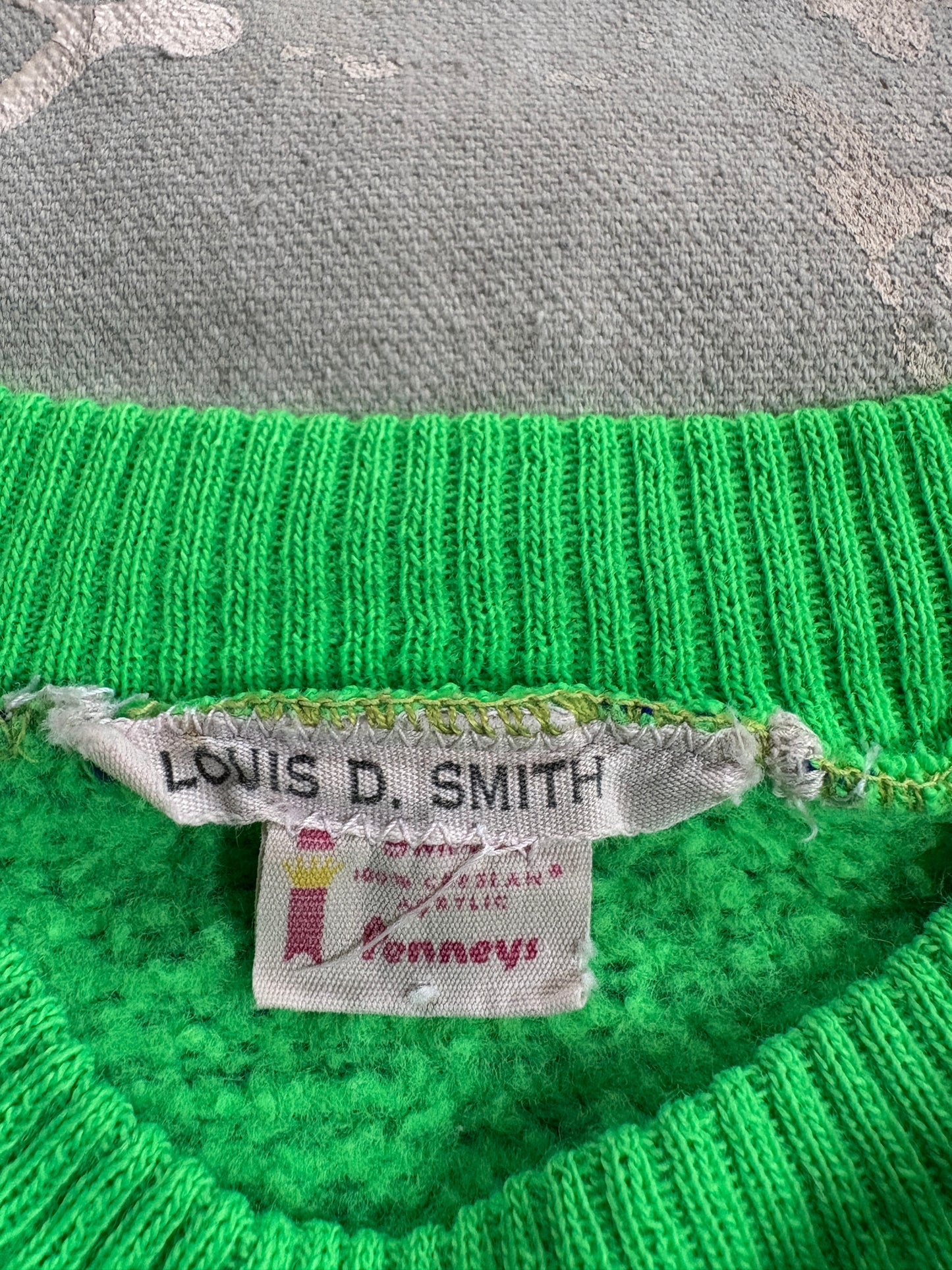 Vintage 60s Penney’s Micro Stripe Paint Stain Sweatshirt
