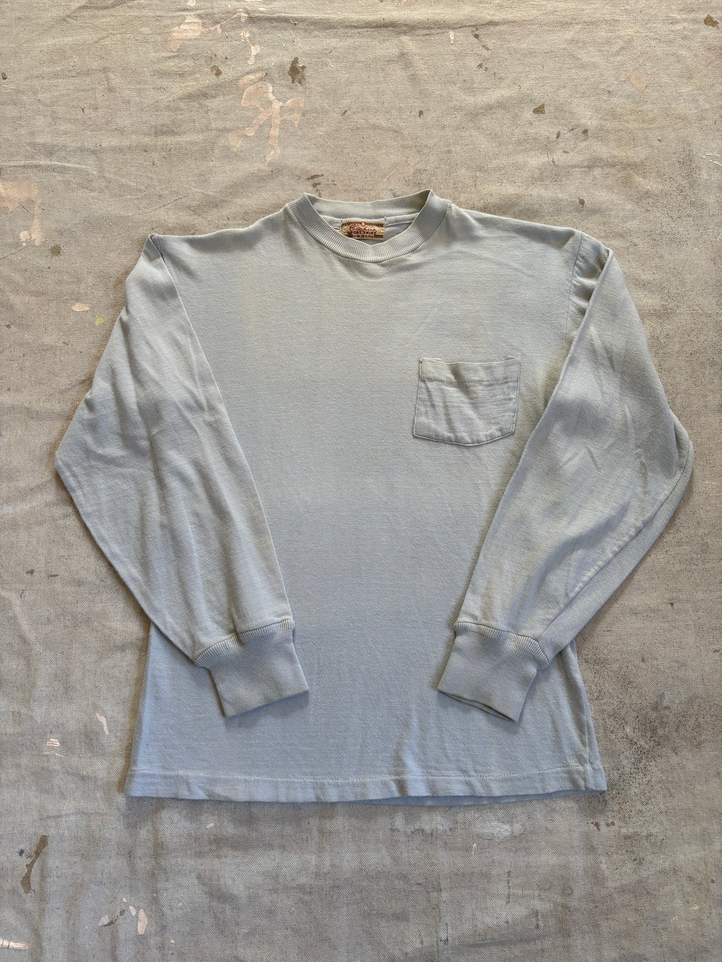 Vintage 50s Pale Blue Blank Pocket Tee