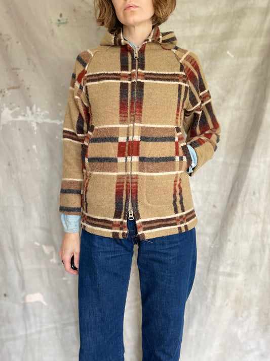 80s Plaid Wool Coat