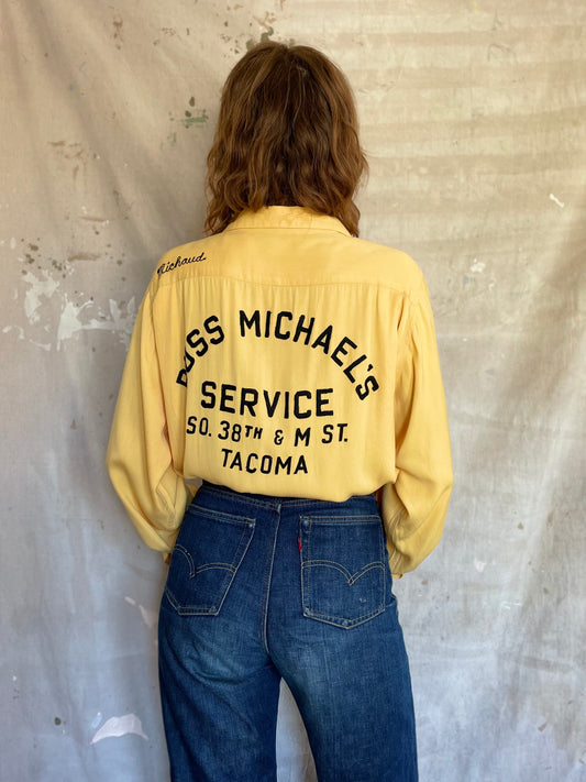 Russ Michael’s Service So. 38th & M St. Tacoma, WA Bowling Shirt