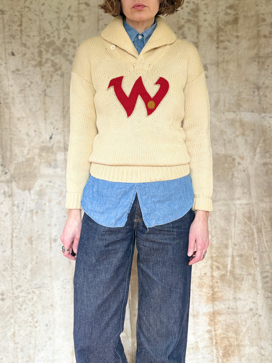 20s/30s Shawl Collar Collegiate Sweater