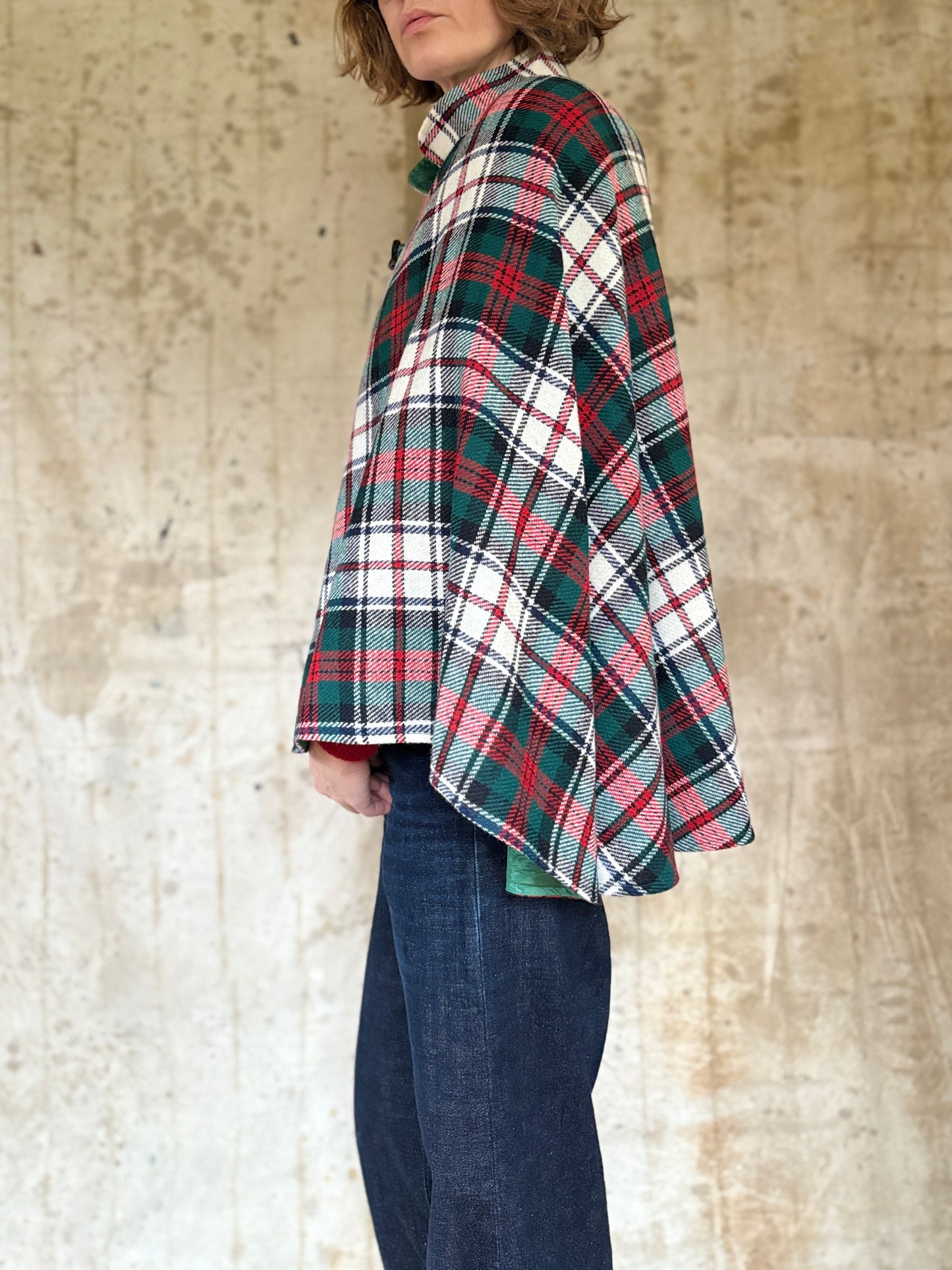 Vintage 70s Handmade Plaid Cape