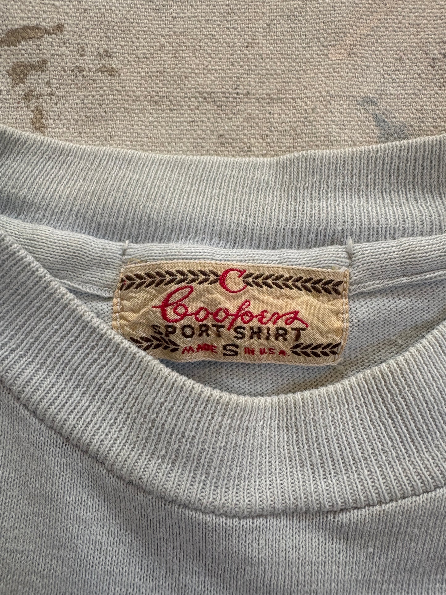 Vintage 50s Pale Blue Blank Pocket Tee