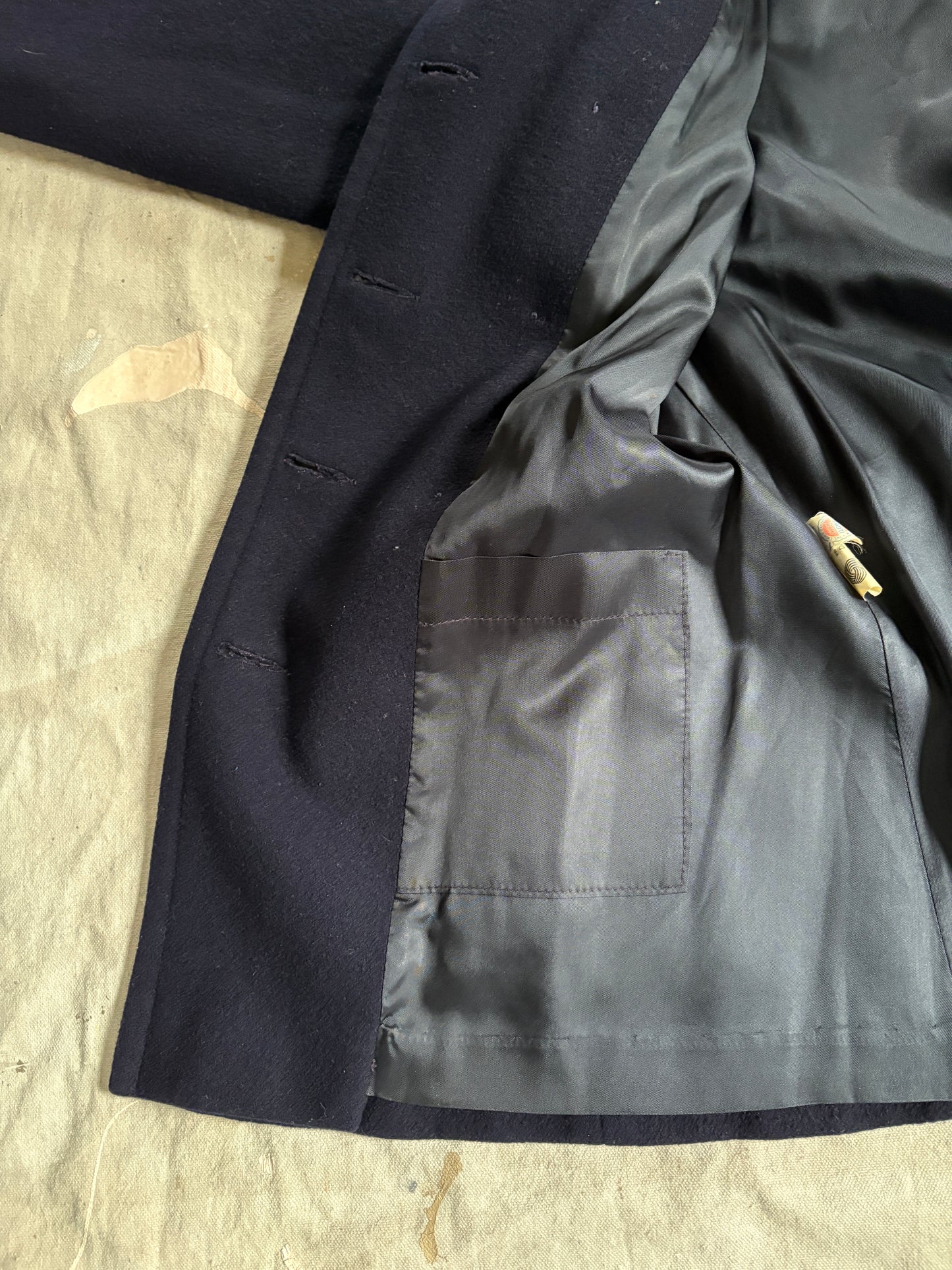 80s Navy Blue Double Breasted Peacoat