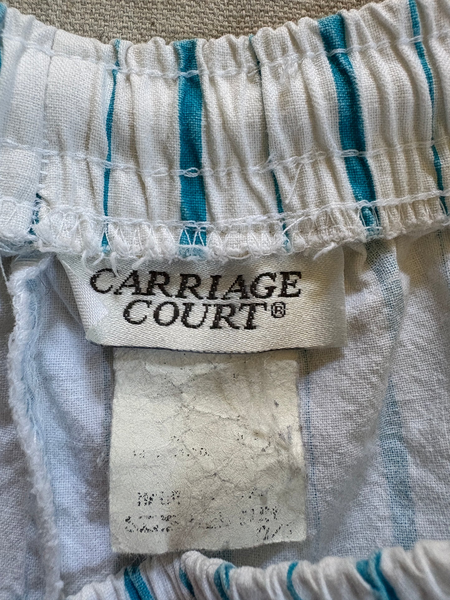 Vintage 80s Turquoise And White Striped Shorts