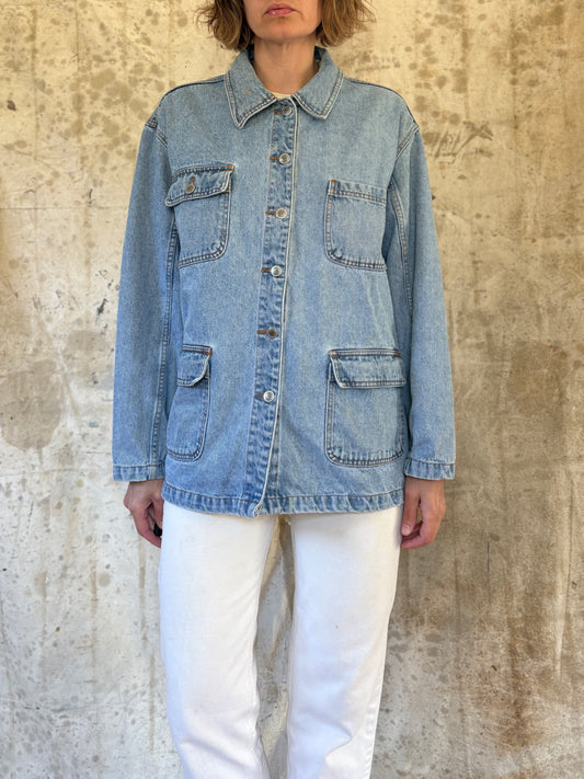 Vintage 90s Bill Blass Denim Chore Coat