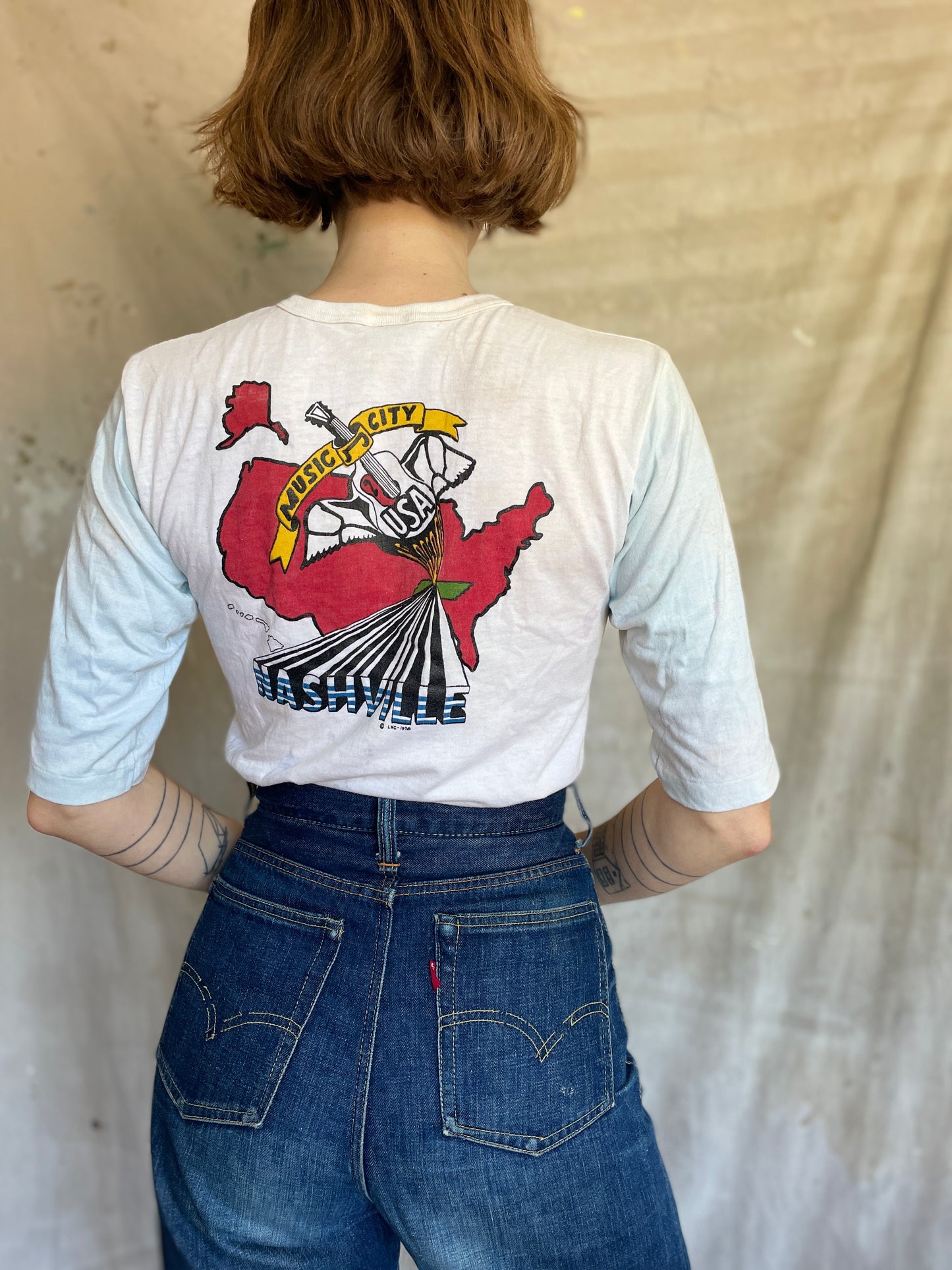 70s Nashville Music City Baseball Tee