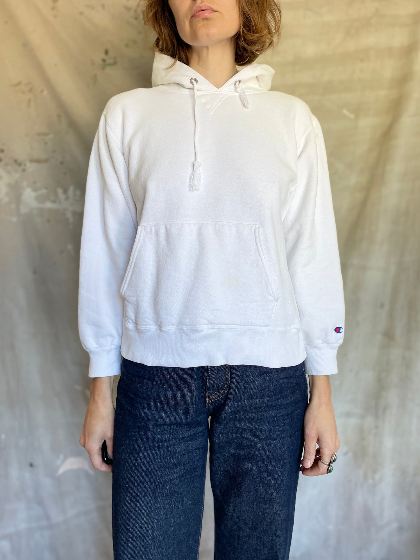 90s Blank White Hoodie