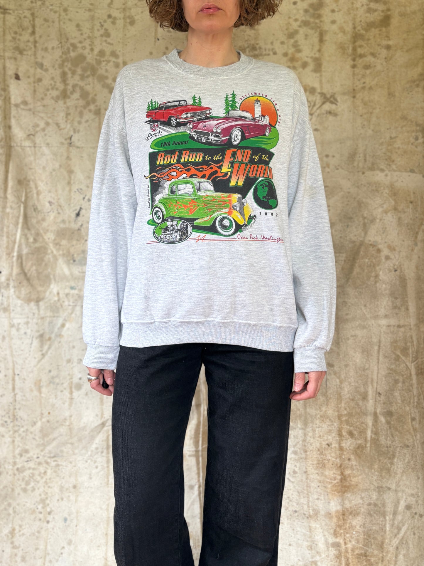 Vintage 2002 Beach Barons Rod Run To The End Of The World Sweatshirt