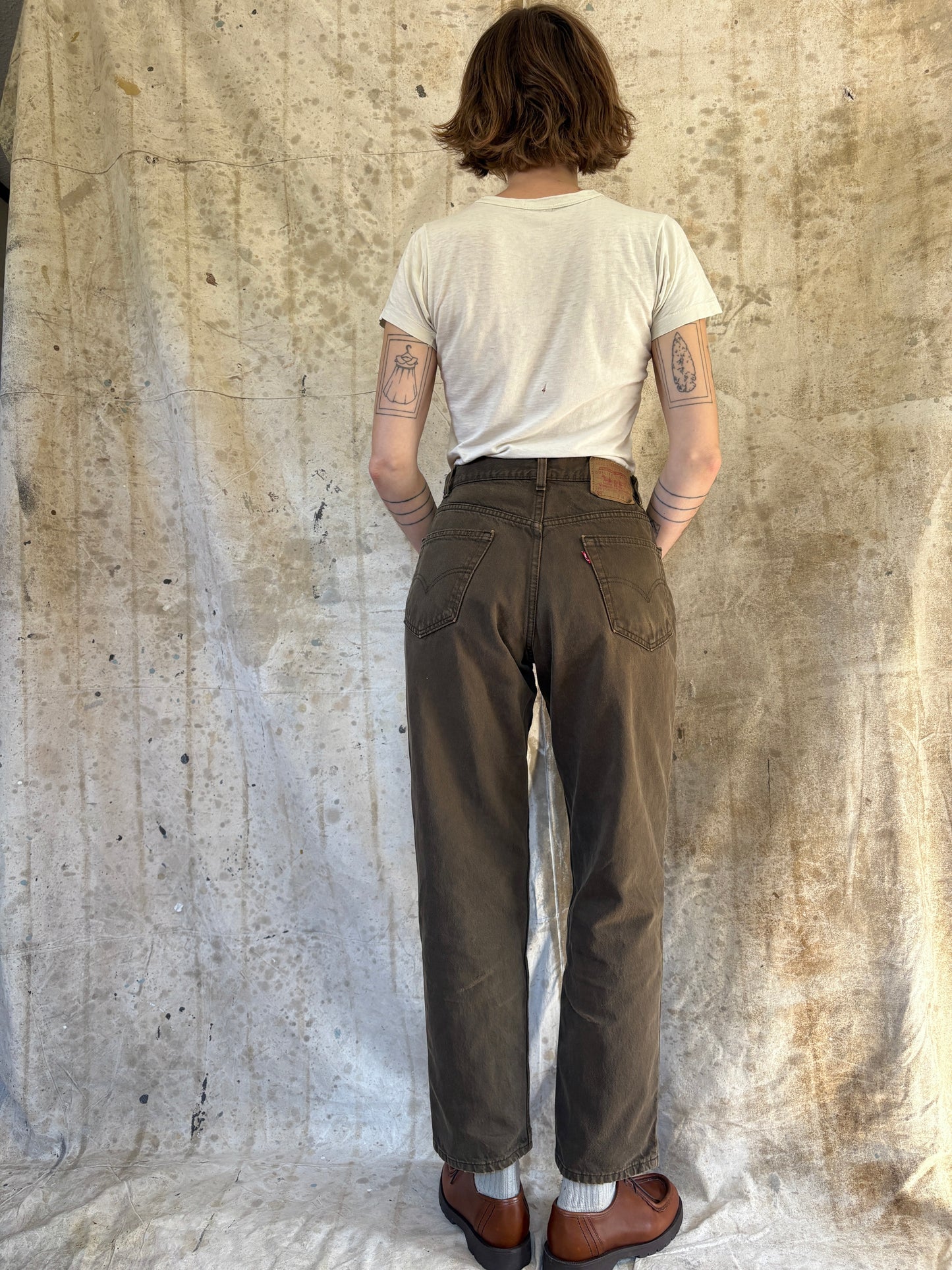 Vintage 90s Green Brown Levi’s 550 Jeans 33x30