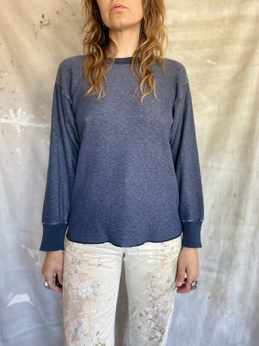 80s Blank Blue Thermal Shirt