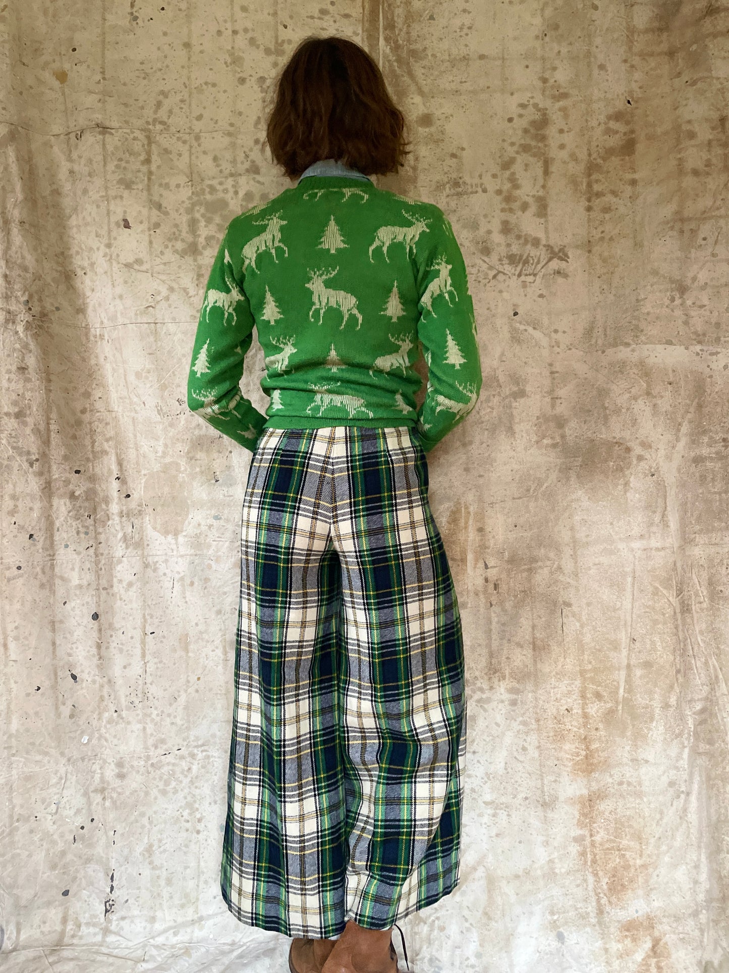 70s Wide Leg Plaid Pants