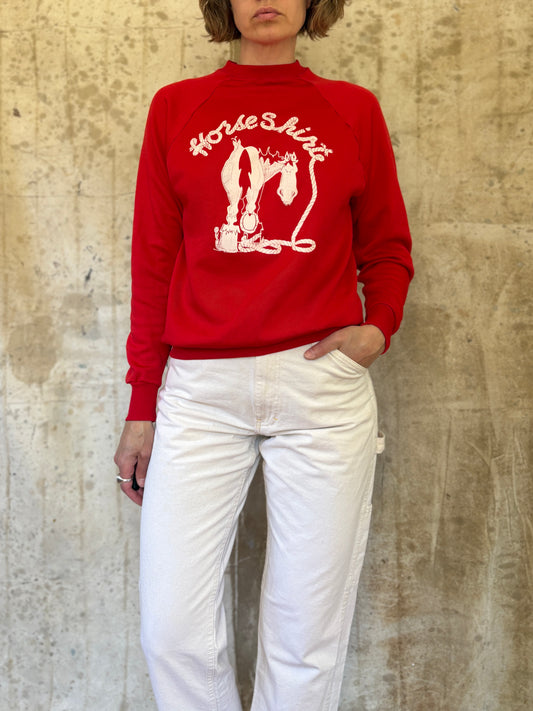 Vintage 80s Rope Lettering Horse Shirt Sweatshirt