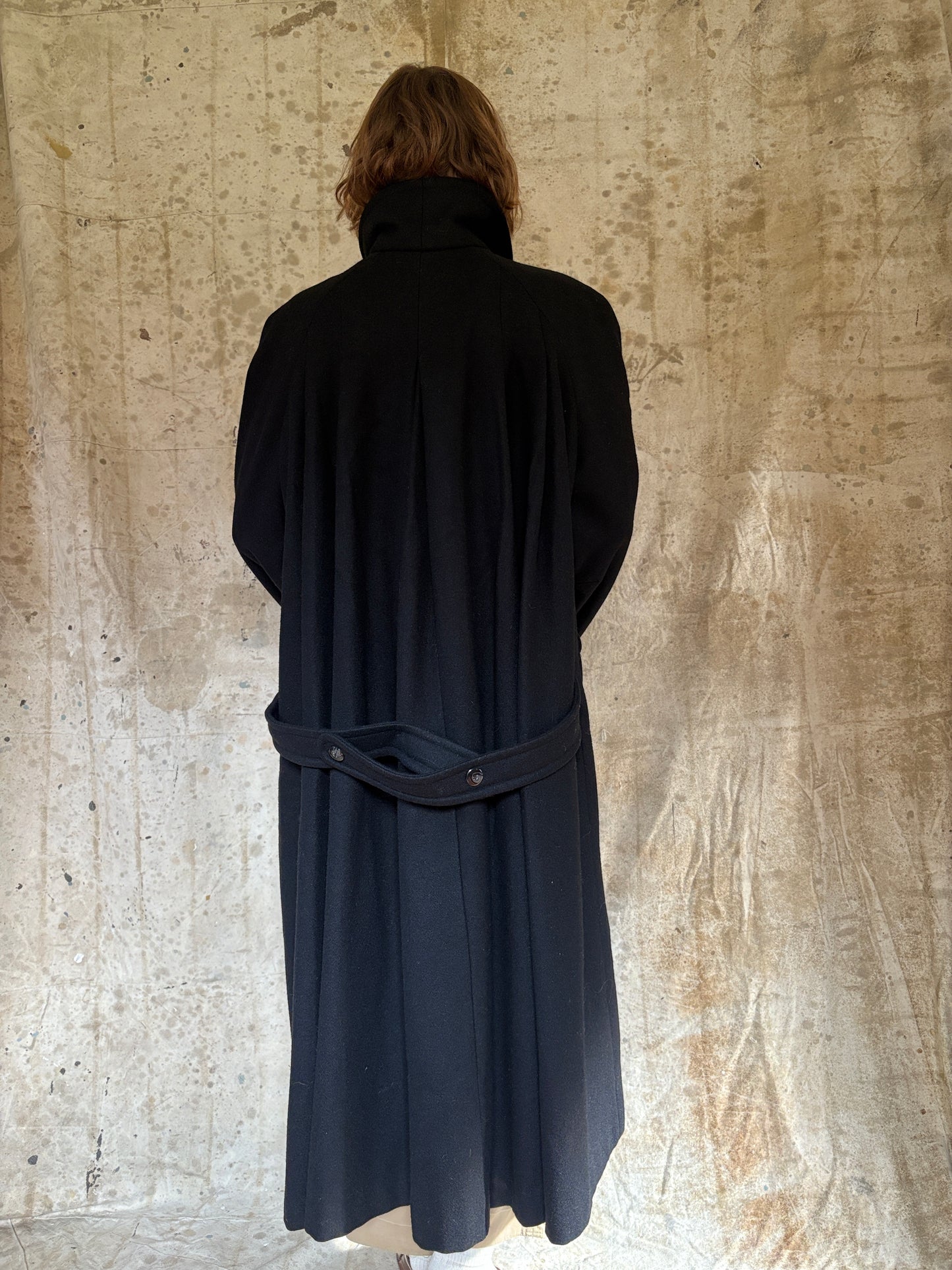 90s Black Wool Peacoat