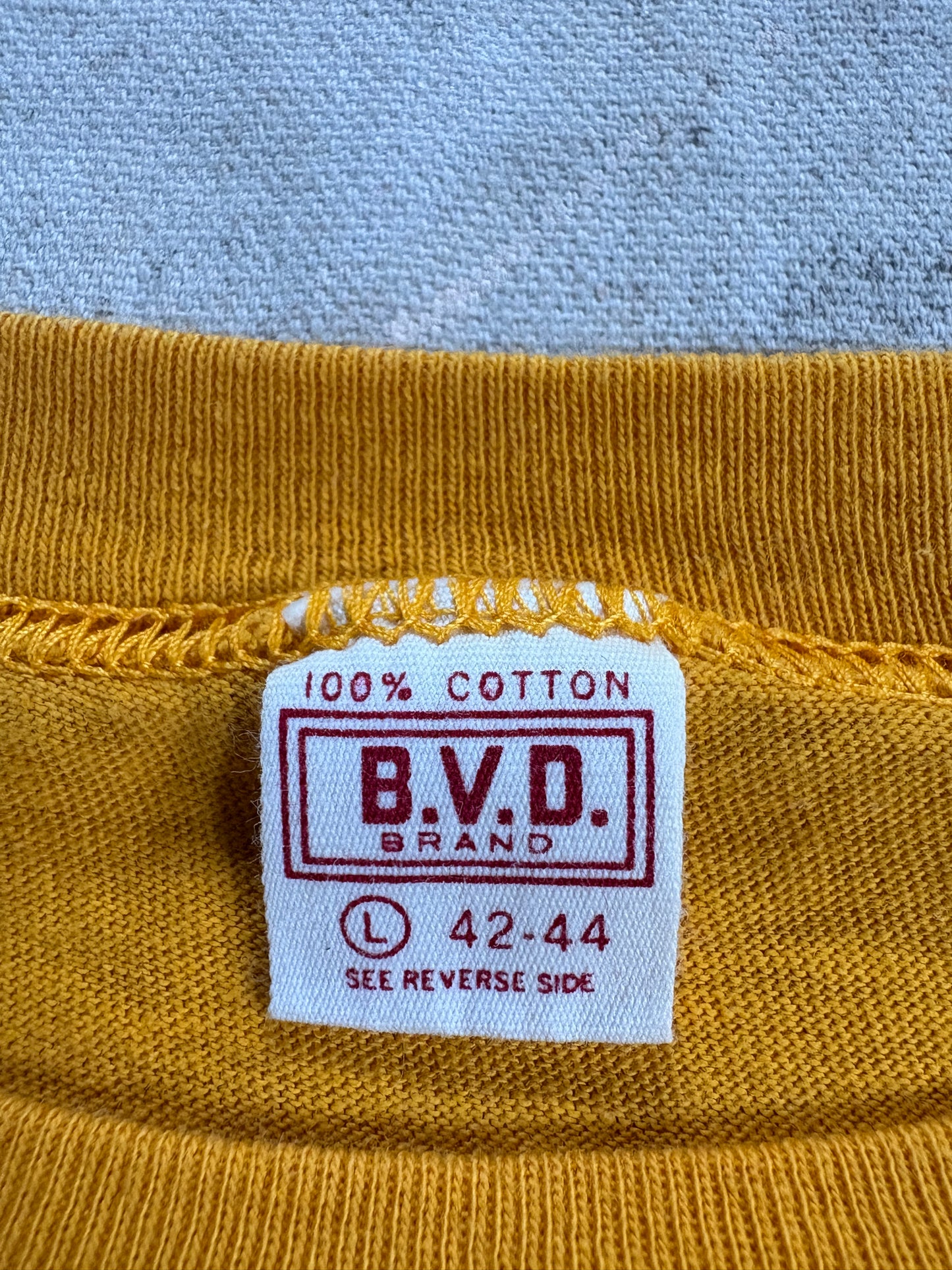 Vintage 60s/70s BVD Blank Yellow Pocket Tee