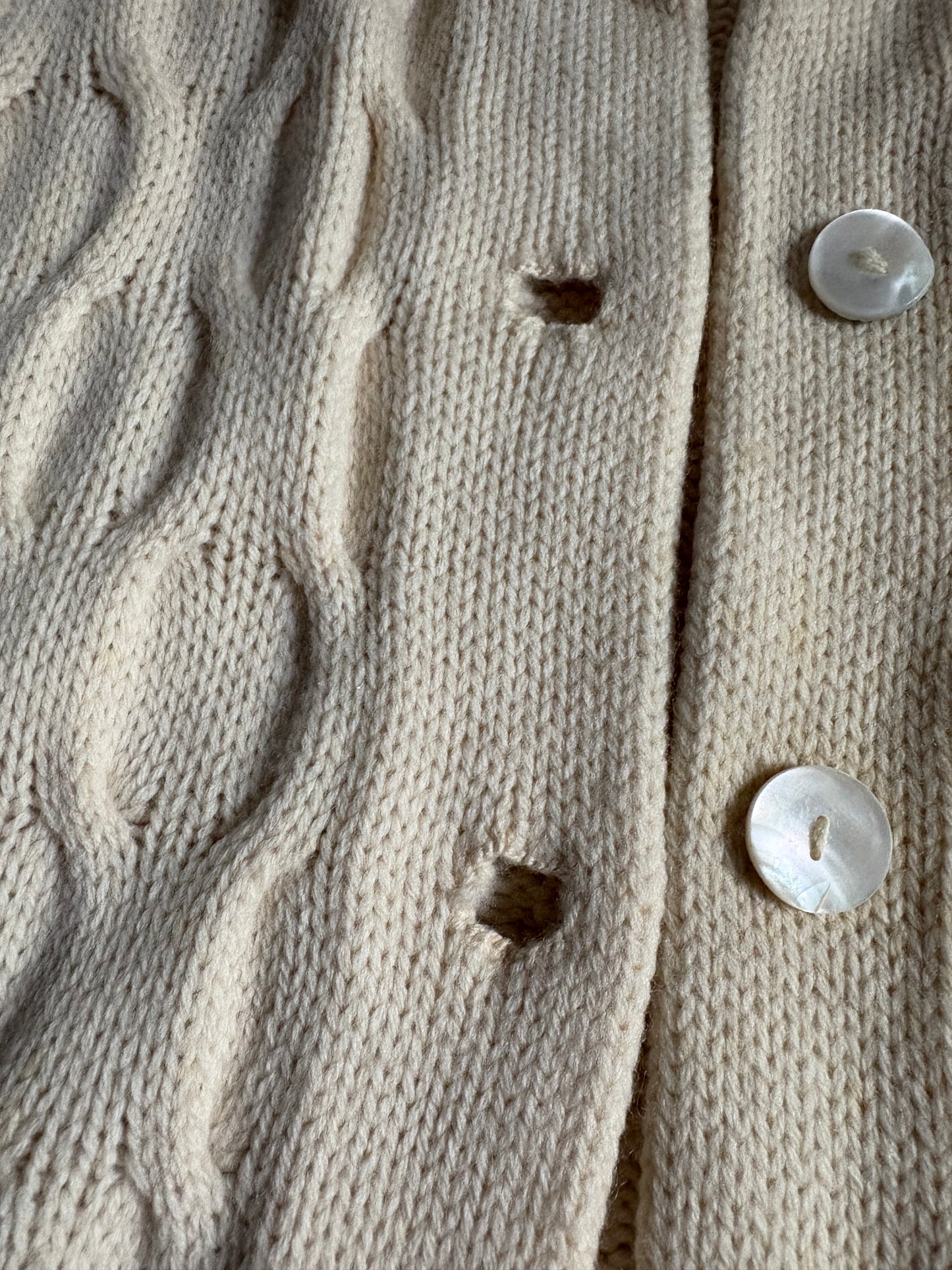 Vintage 70s Ivory Knit Cardigan Sweater