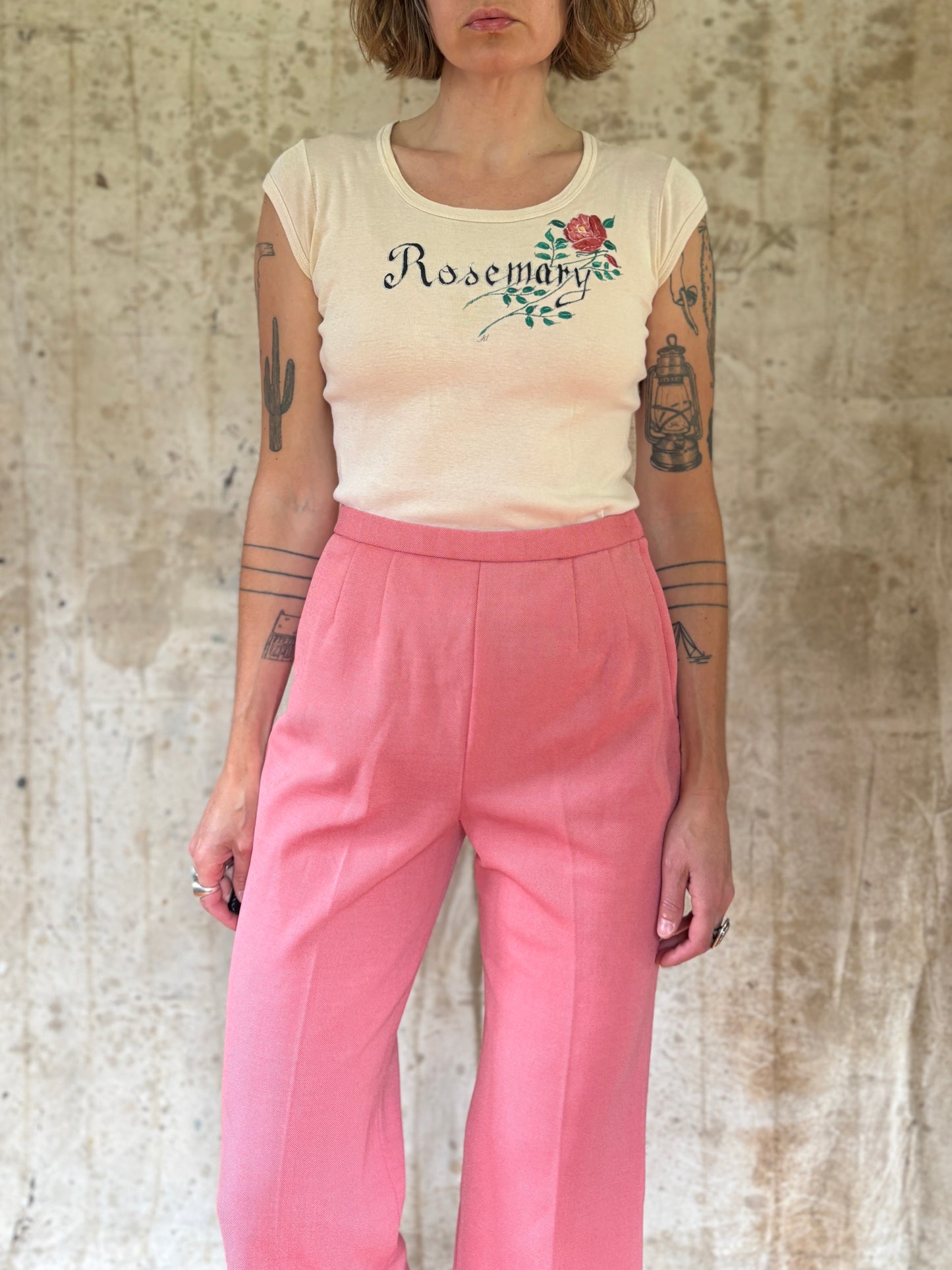 Vintage 70s Rosemary Hand Painted French Cut Tee