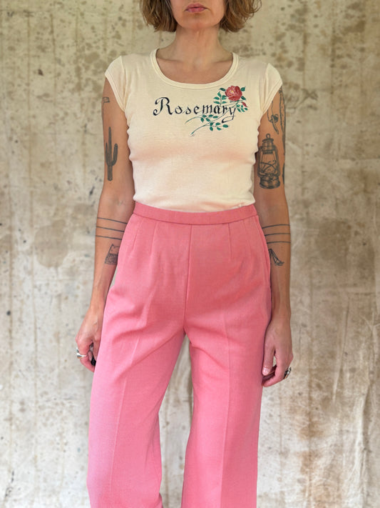 Vintage 70s Rosemary Hand Painted French Cut Tee