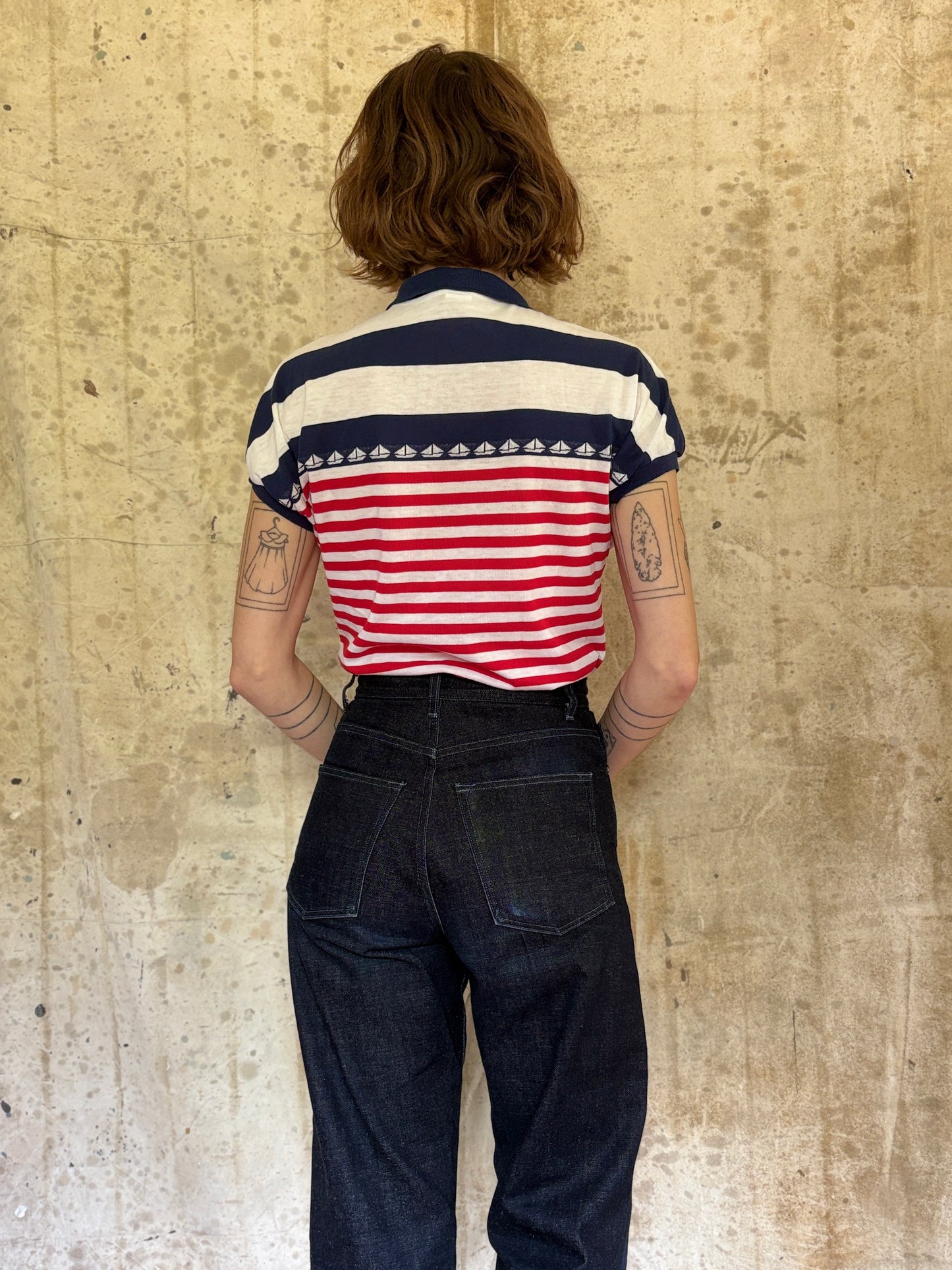 80s Jantzen Striped Sailboat Tee