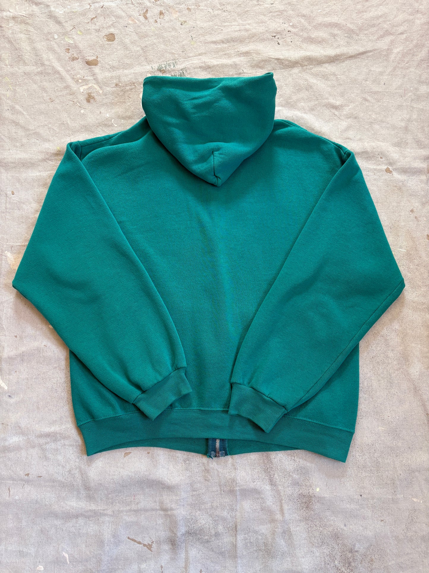 Vintage 80s Blank Turquoise Hoodie Sweatshirt
