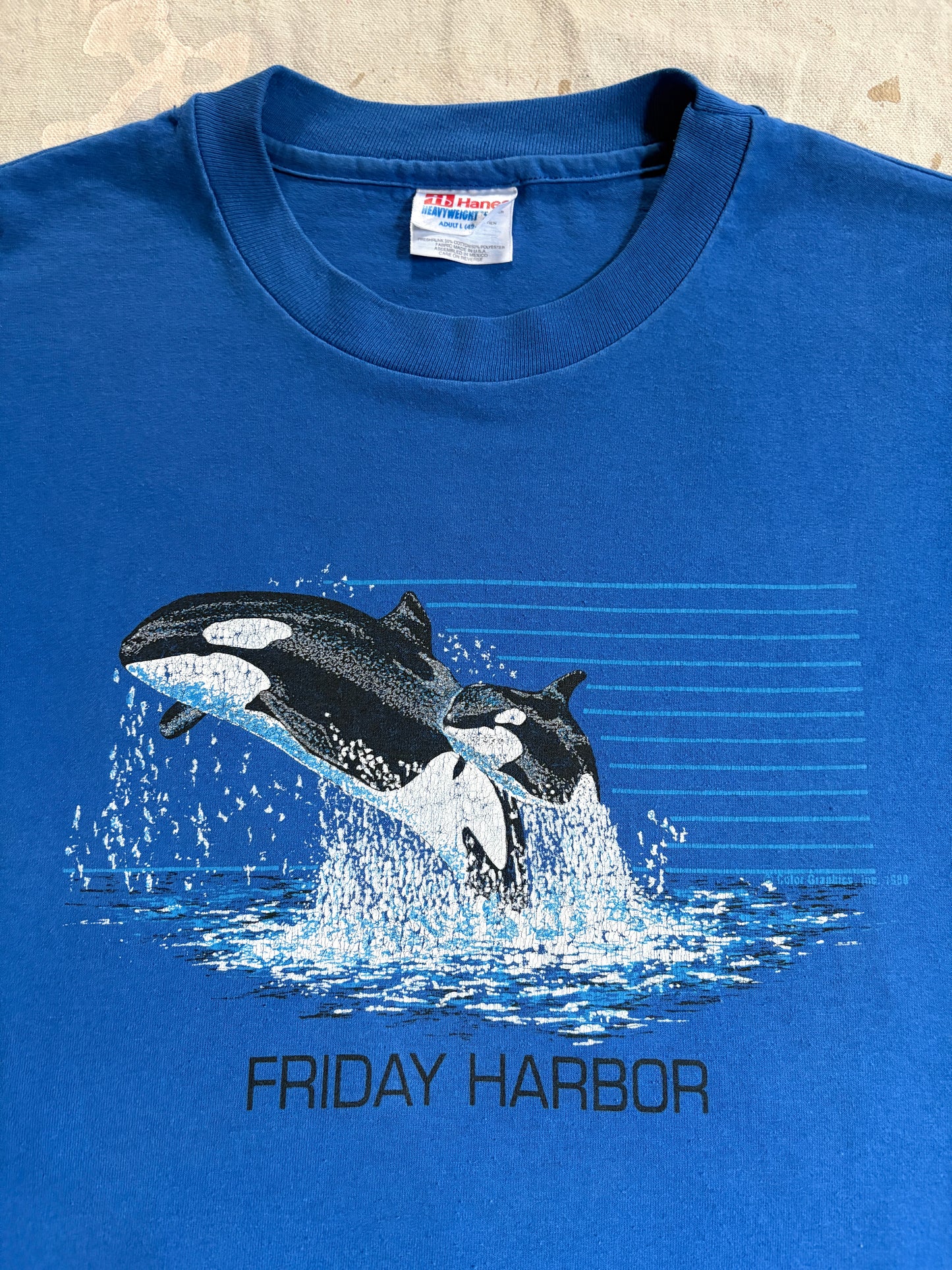 Vintage 90s Friday Harbor WA Orca Whale Tee